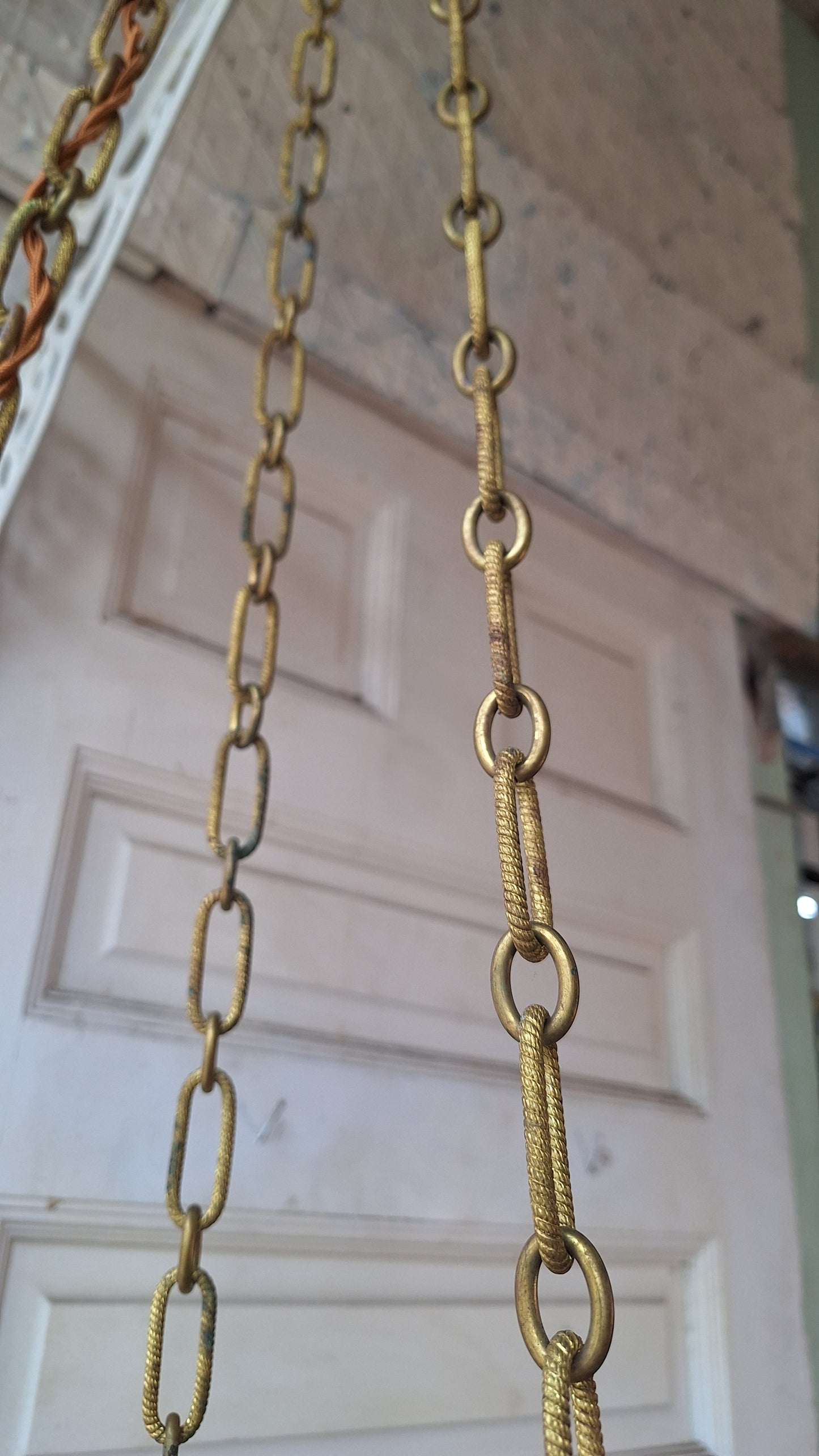 Small Vintage Brass and Crystal Chandelier, Vintage Wedding Cake Light, Empire Style 061401