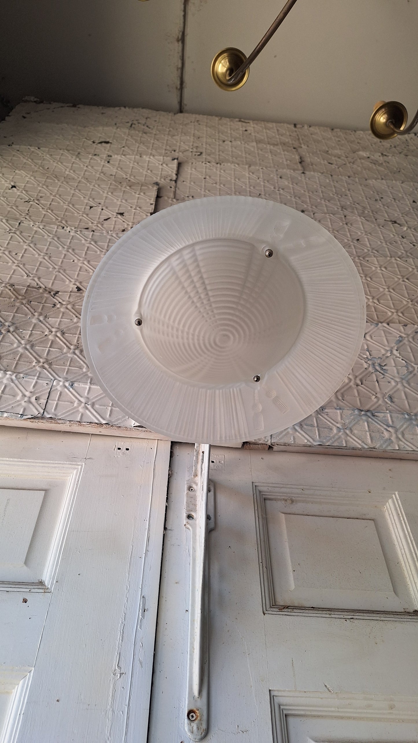Molded Glass Shade Three Chain Art Deco Light, Semi Flush Antique Light Shade, Etched Glass Vintage Shade, Architectural Salvage 062101
