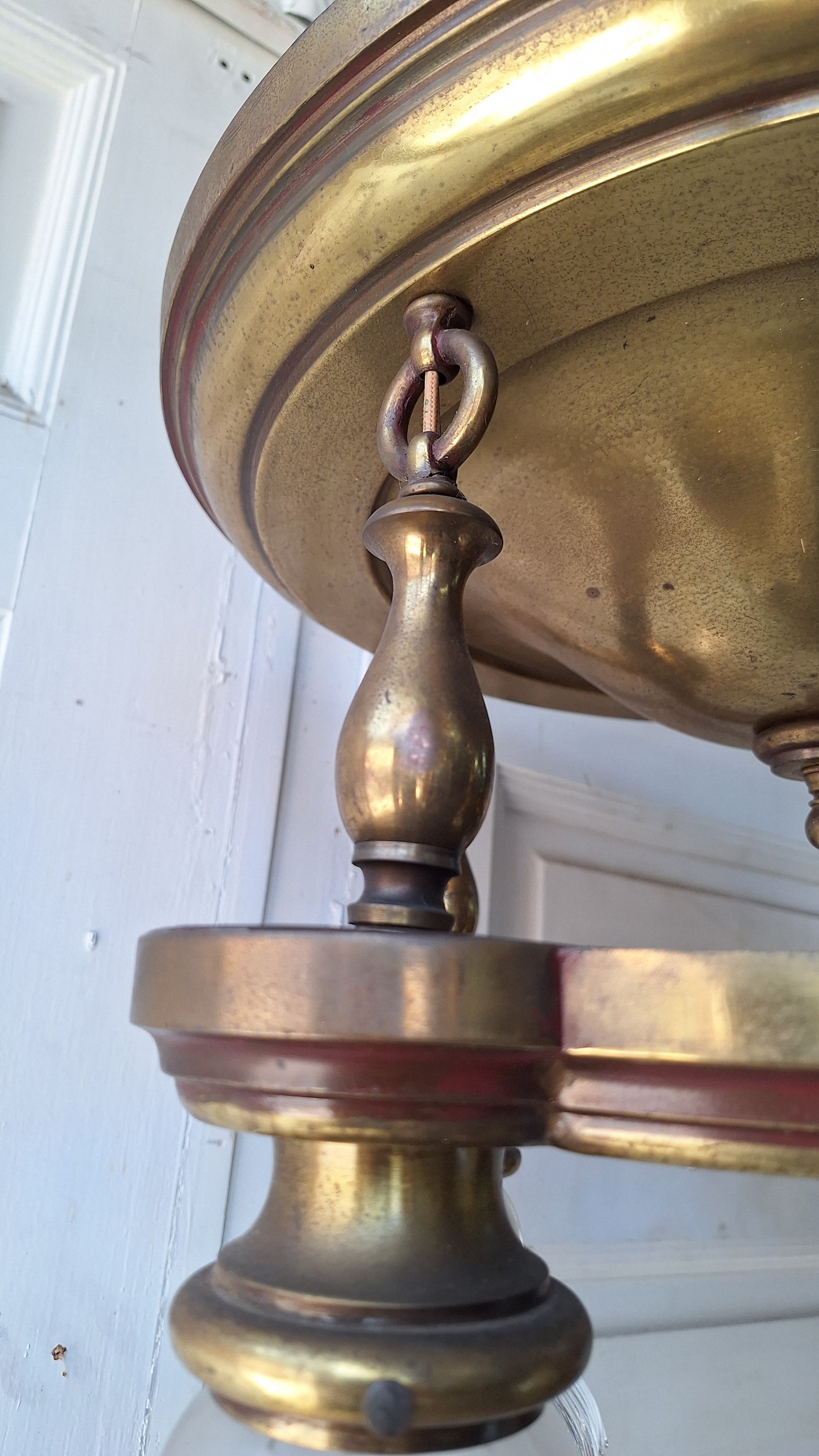 Four Light Antique Brass Pan Light, Brass Ornate Chandelier, Antique Brass Light, Victorian Light, Art Deco Craftsman Lighting 062102