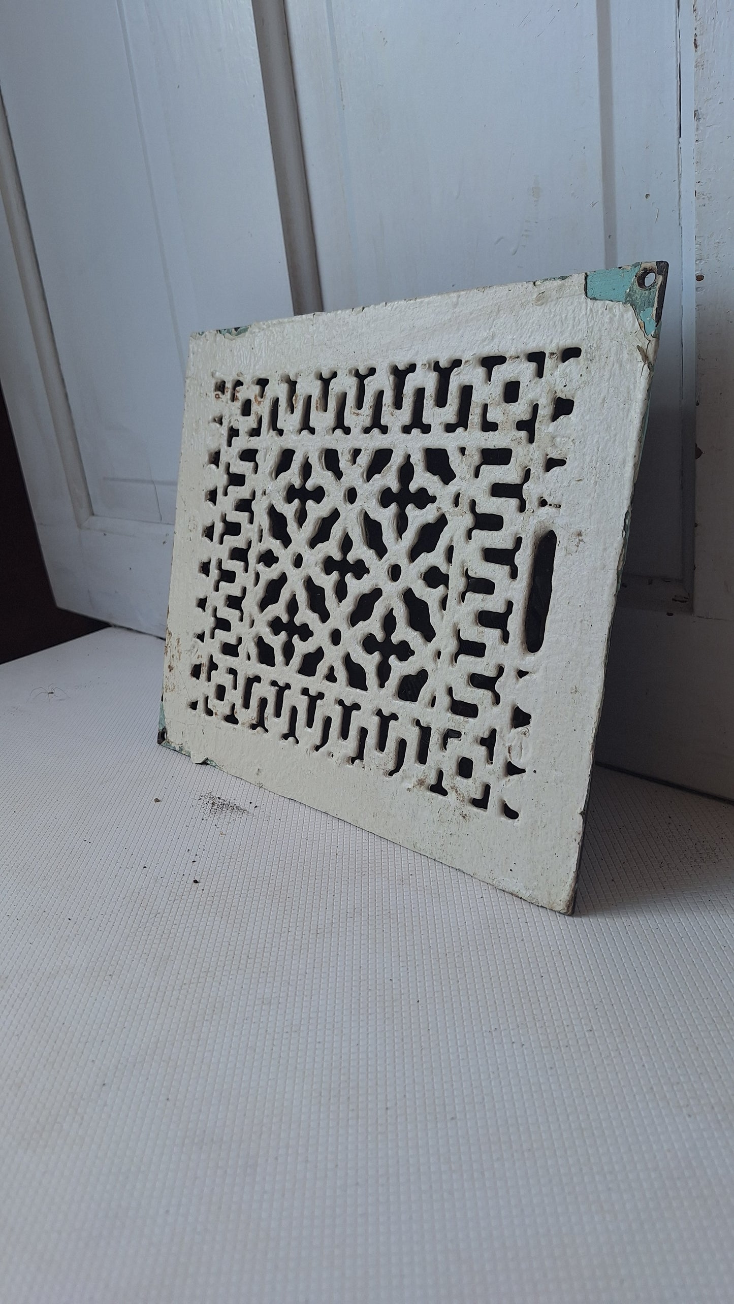 10 x 12 Fancy Antique Floor Vent Cover, Cold Air Return Large Floor Vent, Large Grate Cast Iron Grate Heat Vent Lattice Floor Grate #062602
