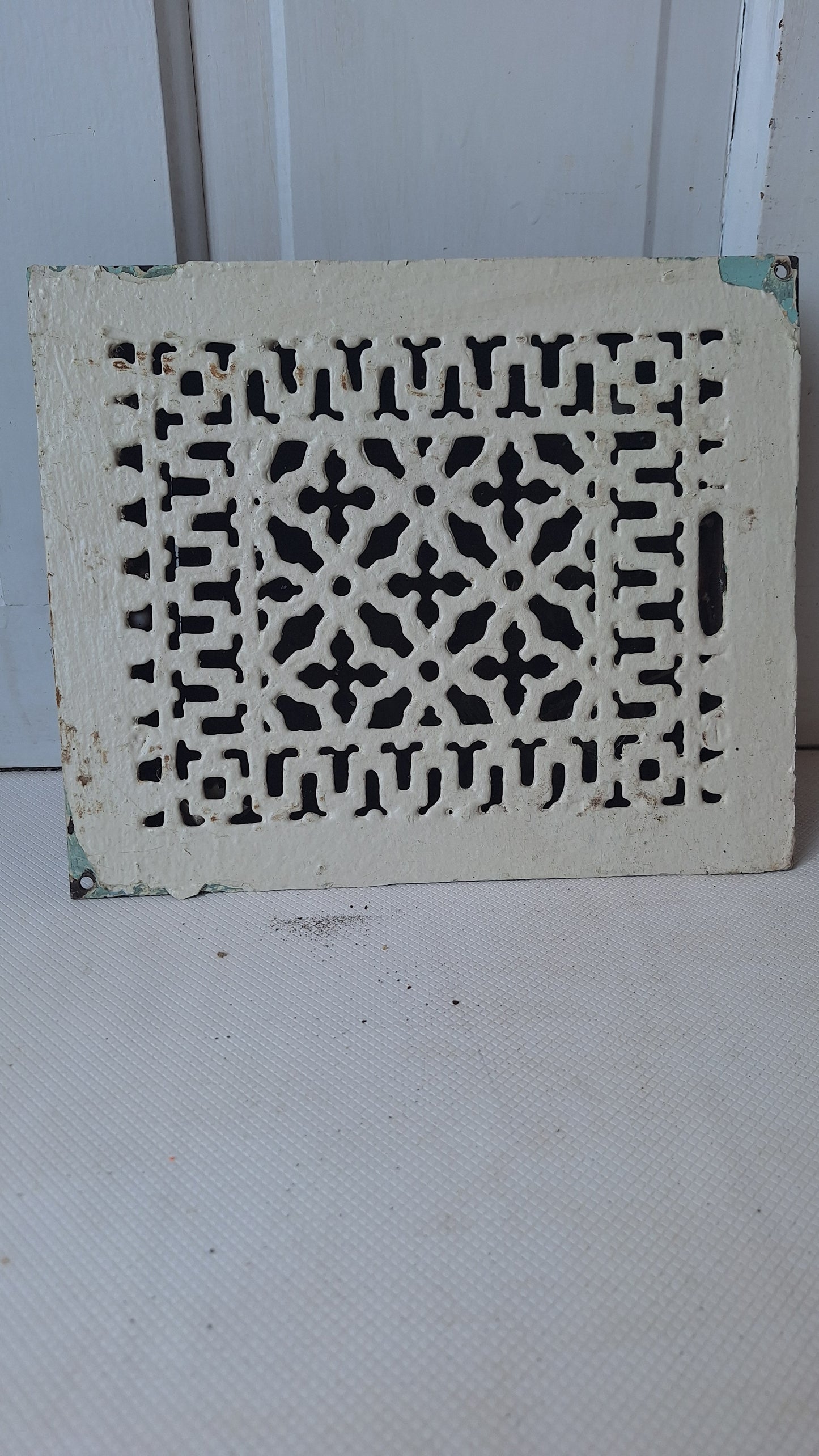 10 x 12 Fancy Antique Floor Vent Cover, Cold Air Return Large Floor Vent, Large Grate Cast Iron Grate Heat Vent Lattice Floor Grate #062602