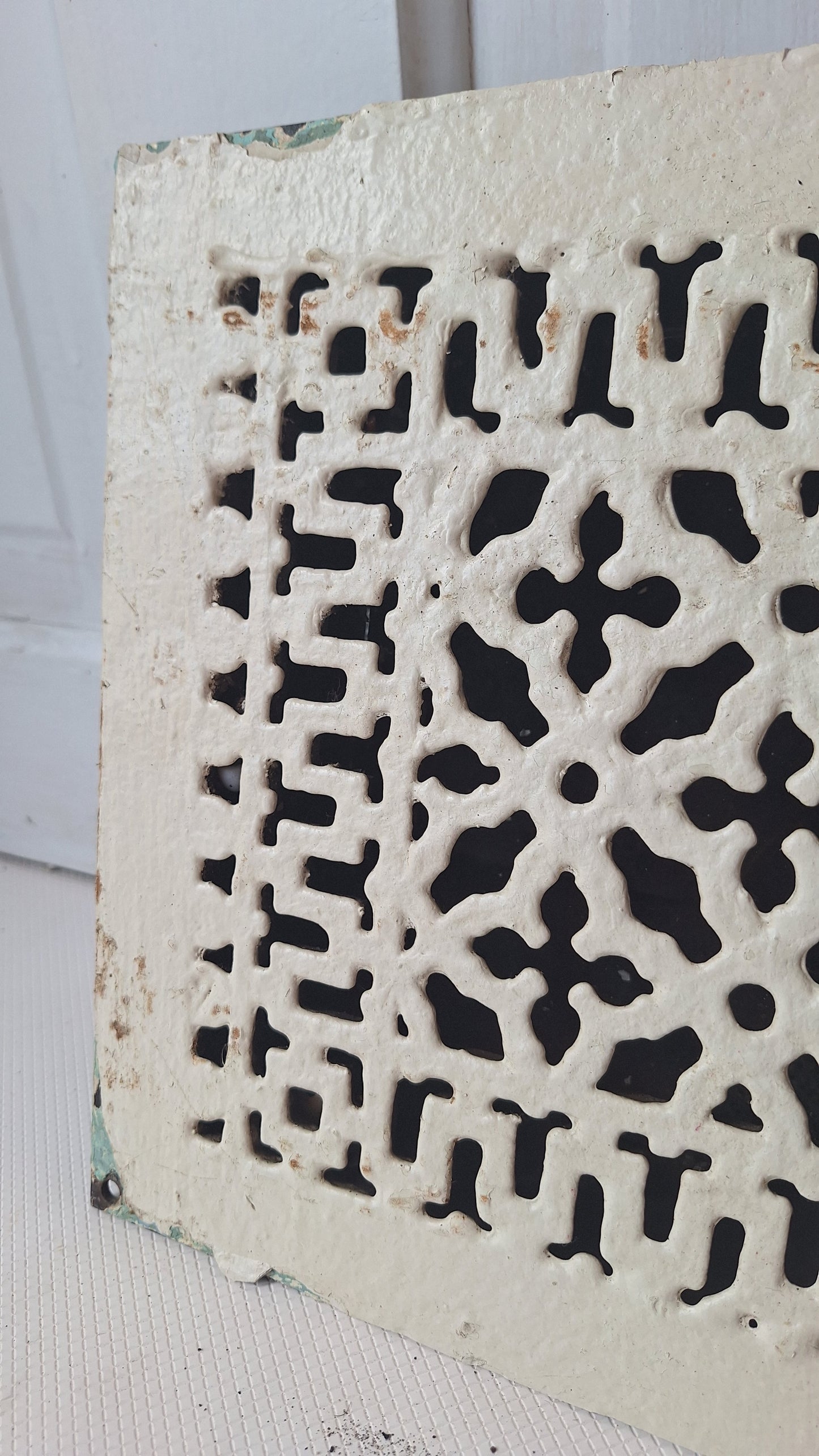 10 x 12 Fancy Antique Floor Vent Cover, Cold Air Return Large Floor Vent, Large Grate Cast Iron Grate Heat Vent Lattice Floor Grate #062602