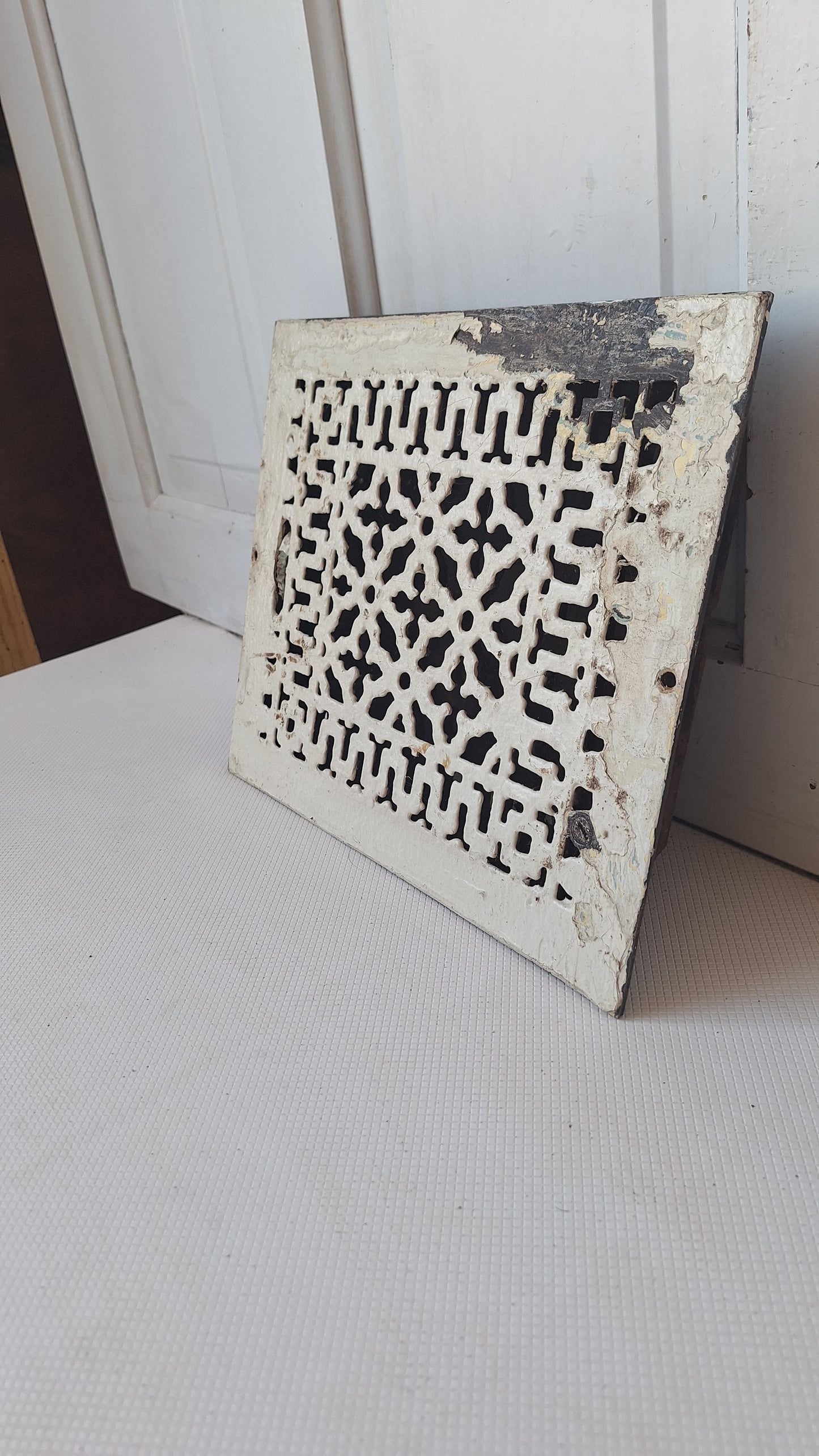 10 x 12 Fancy Antique Floor Vent Cover, Cold Air Return Large Floor Vent, Large Grate Cast Iron Grate Heat Vent Lattice Floor Grate #062603