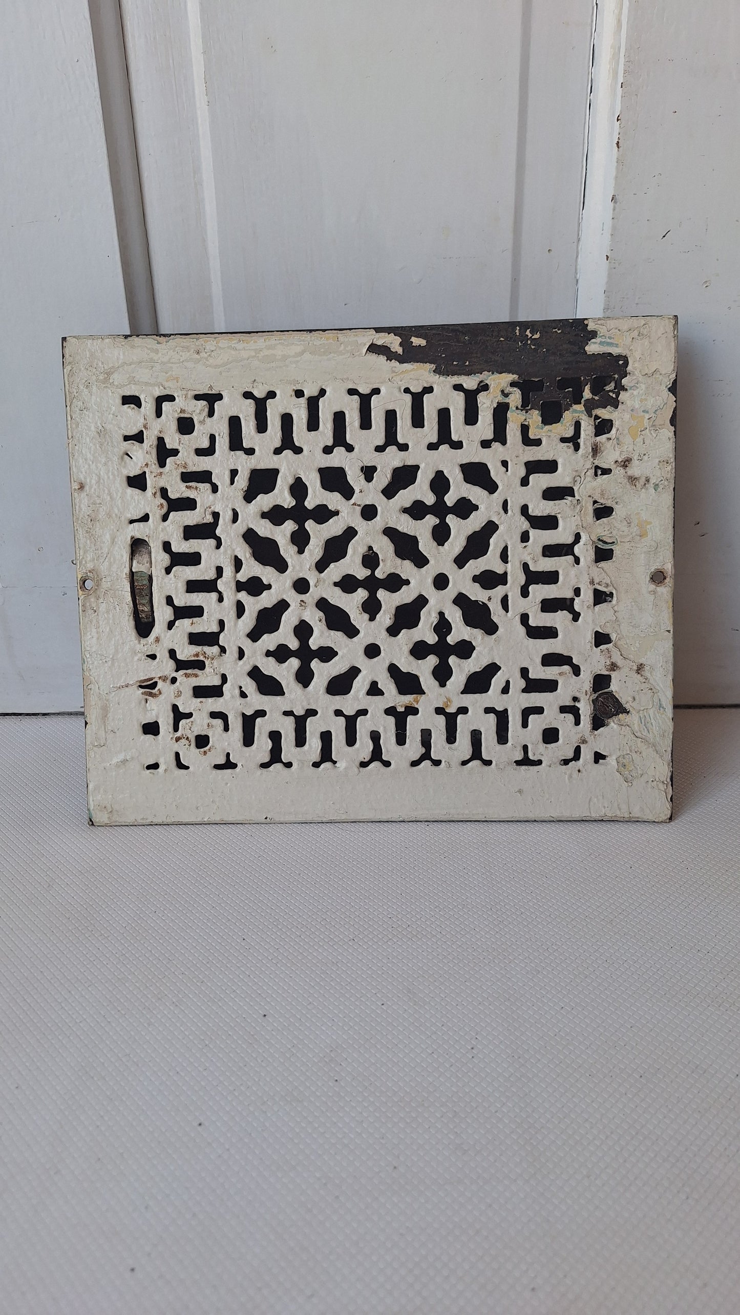10 x 12 Fancy Antique Floor Vent Cover, Cold Air Return Large Floor Vent, Large Grate Cast Iron Grate Heat Vent Lattice Floor Grate #062603