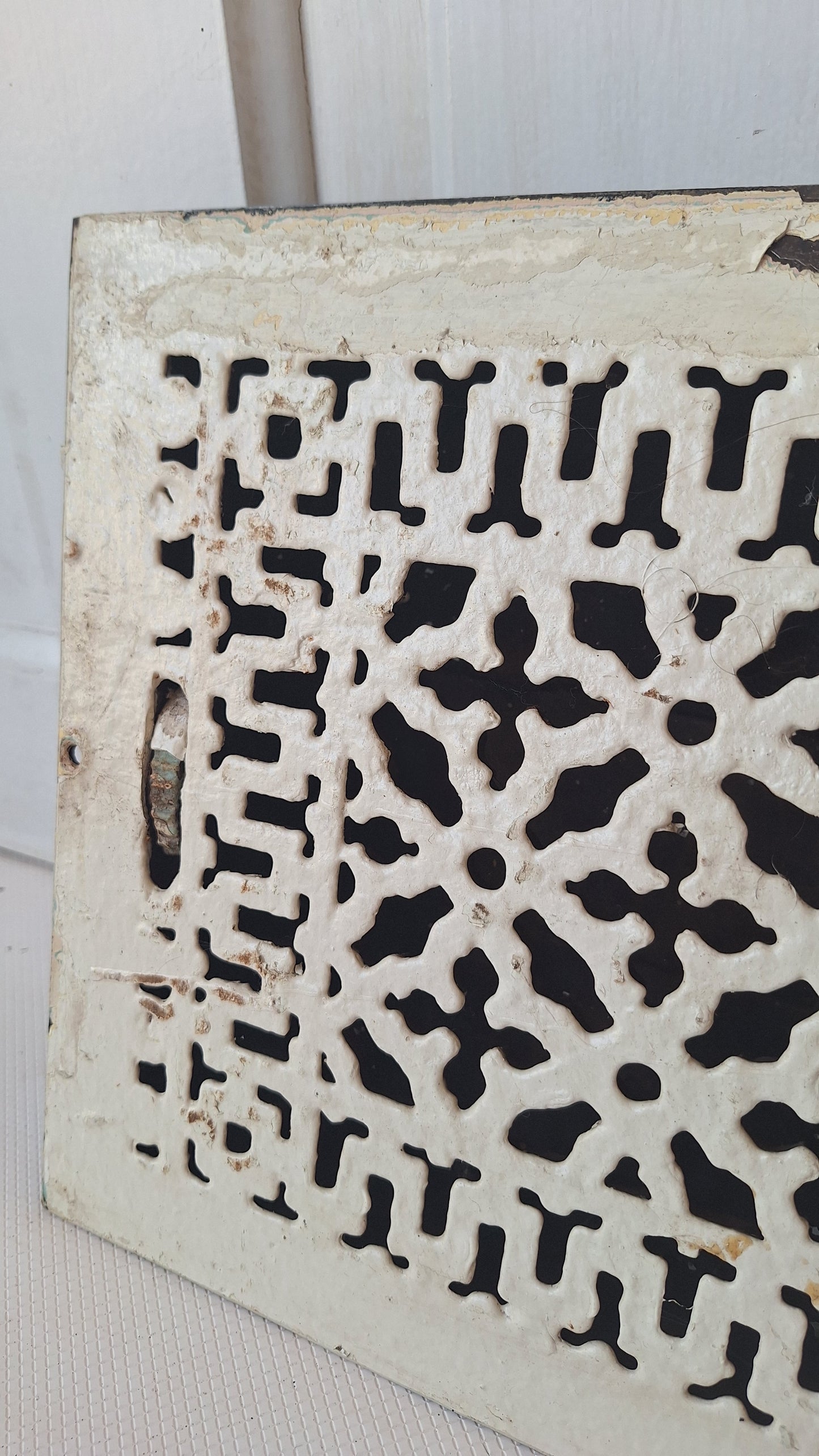 10 x 12 Fancy Antique Floor Vent Cover, Cold Air Return Large Floor Vent, Large Grate Cast Iron Grate Heat Vent Lattice Floor Grate #062603