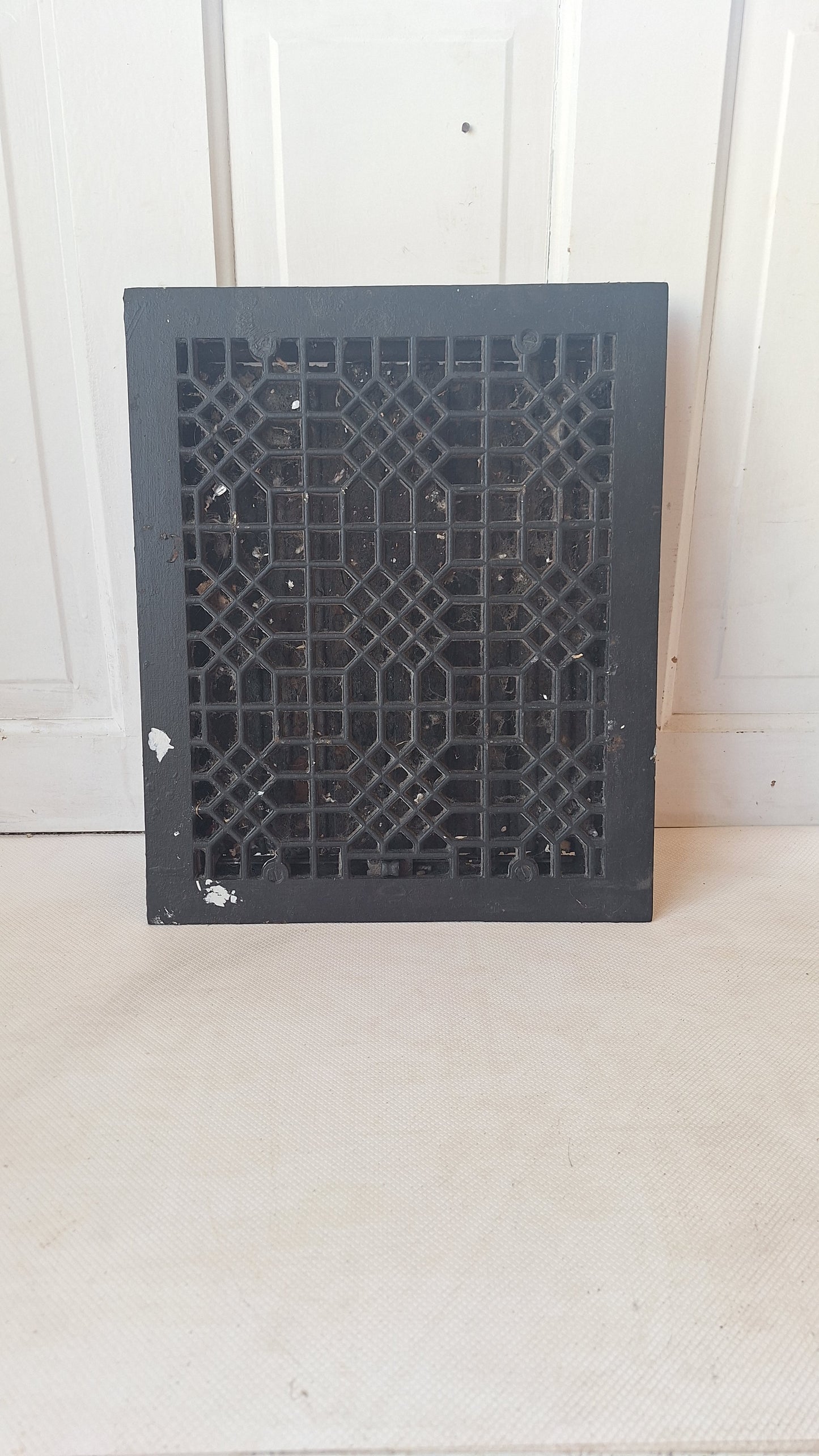 14 x 17 Large Cast Iron Vent Grate Cover, Working Antique Vent with Louvers, Heating Vent 070503