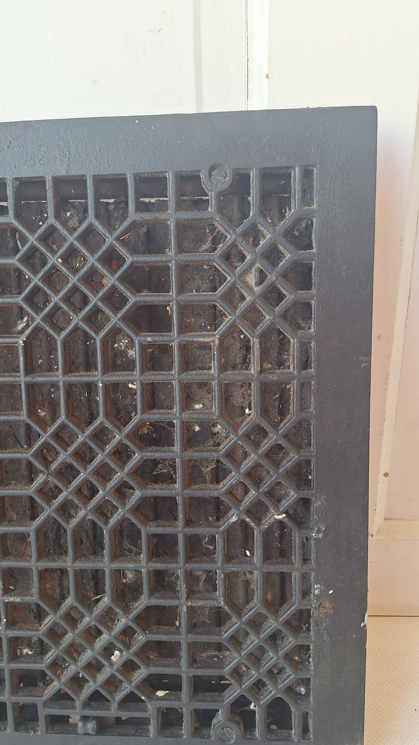 14 x 17 Large Cast Iron Vent Grate Cover, Working Antique Vent with Louvers, Heating Vent 070503