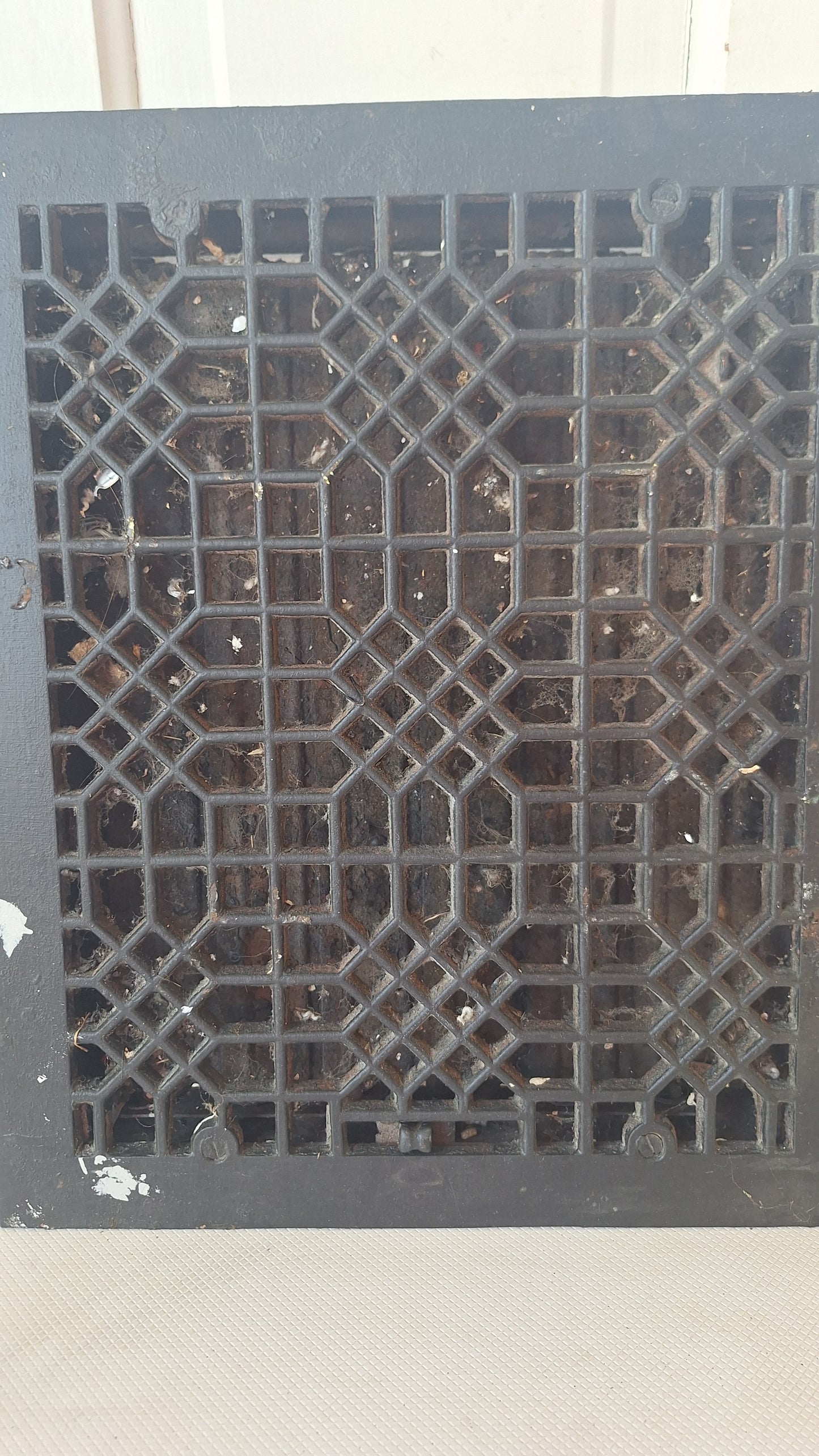 14 x 17 Large Cast Iron Vent Grate Cover, Working Antique Vent with Louvers, Heating Vent 070503