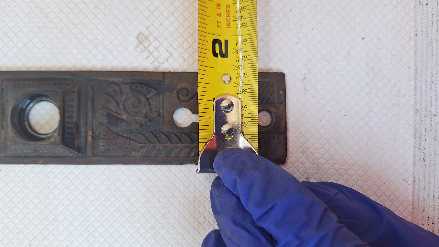 Black Porcelain Knob & Iron Plate, Ceramic Doorknobs and Backplates Eastlake Design, Complete Victorian Door Hardware Set 070506