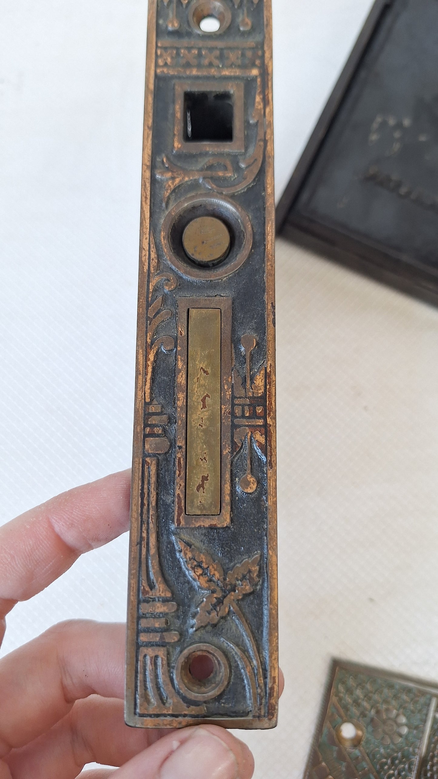 Pair of Pocket Door Hardware Set, Pocket Door Mortise Locks, Pocket Door Pulls, Eastlake Pocket Door Lock 071002