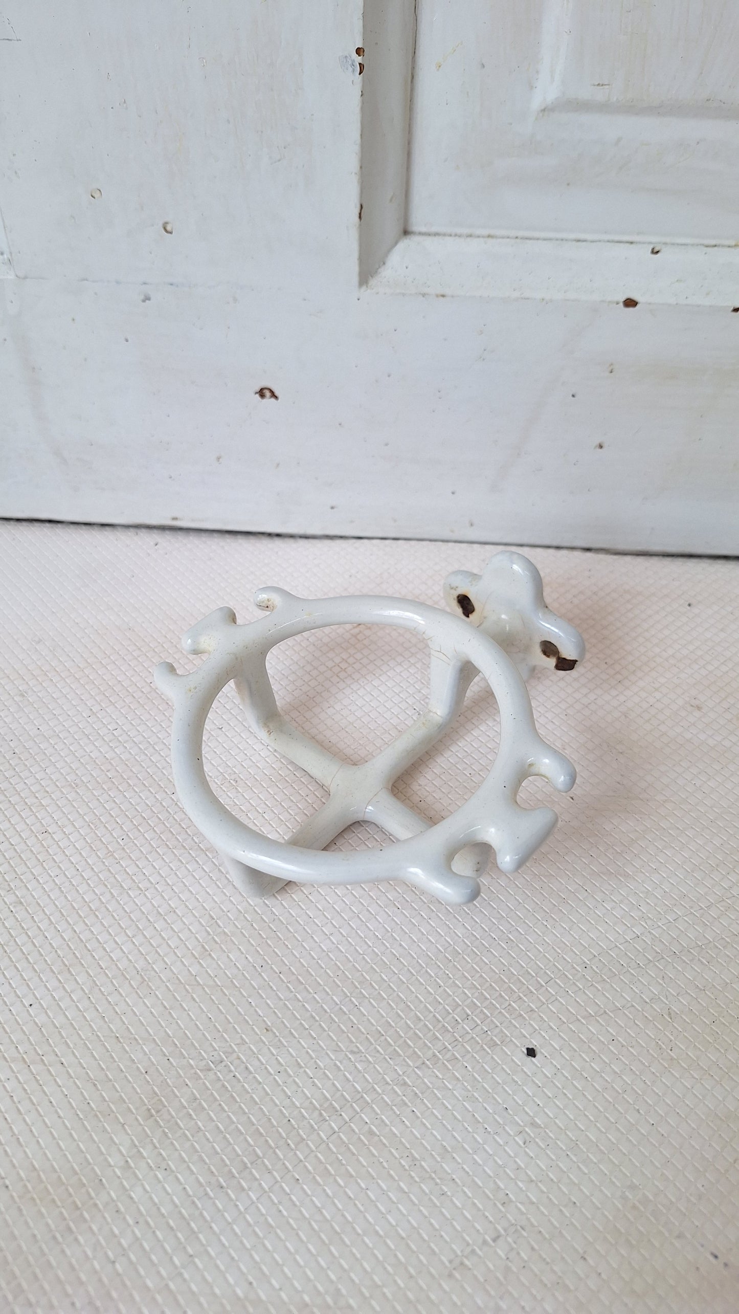 Vintage Toothbrush Holder, Toothbrush Rack, White Porcelain or Ceramic Bathroom Accessory, Antique Bathroom, Salvaged Bathroom 072401