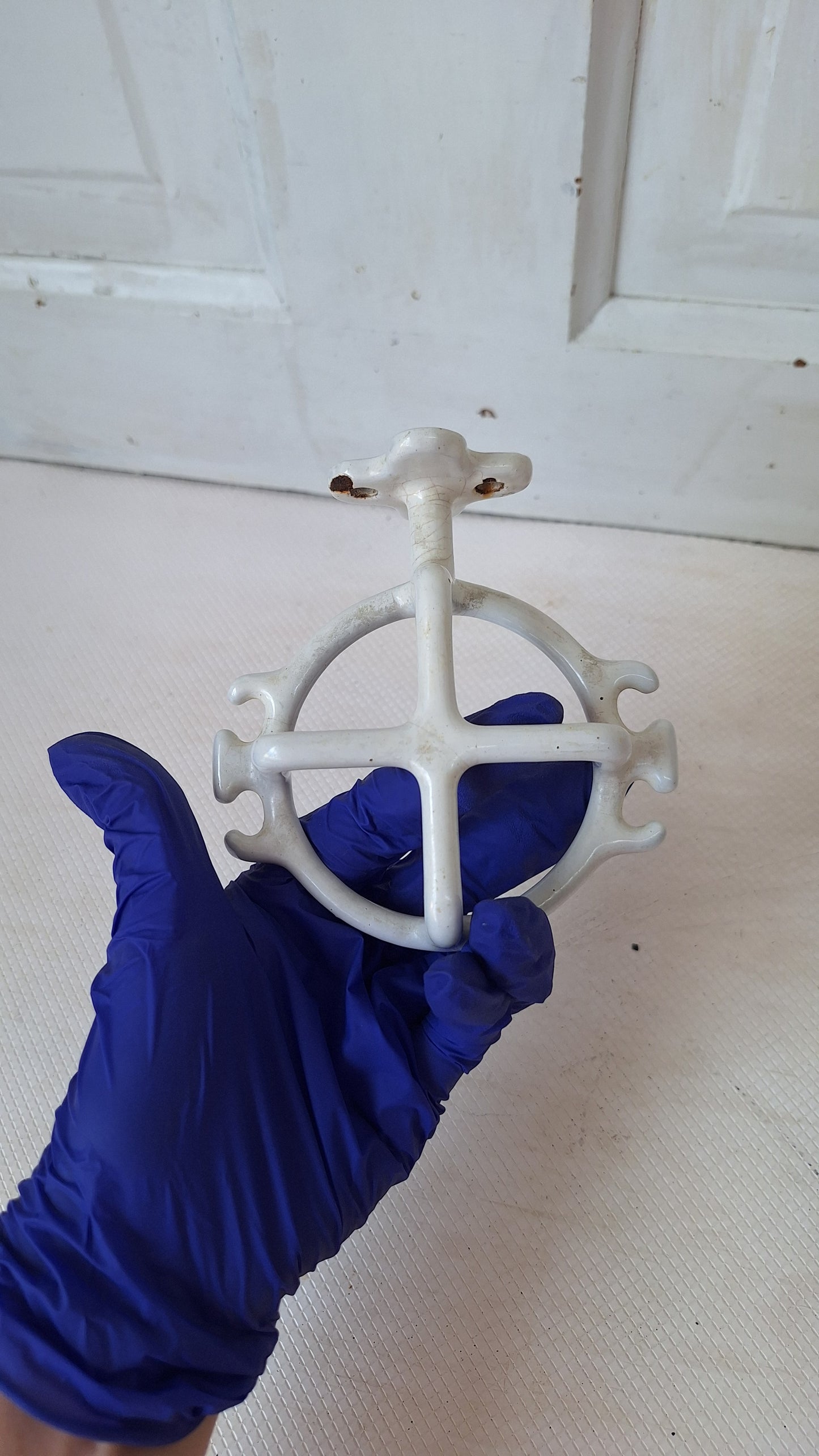 Vintage Toothbrush Holder, Toothbrush Rack, White Porcelain or Ceramic Bathroom Accessory, Antique Bathroom, Salvaged Bathroom 072401