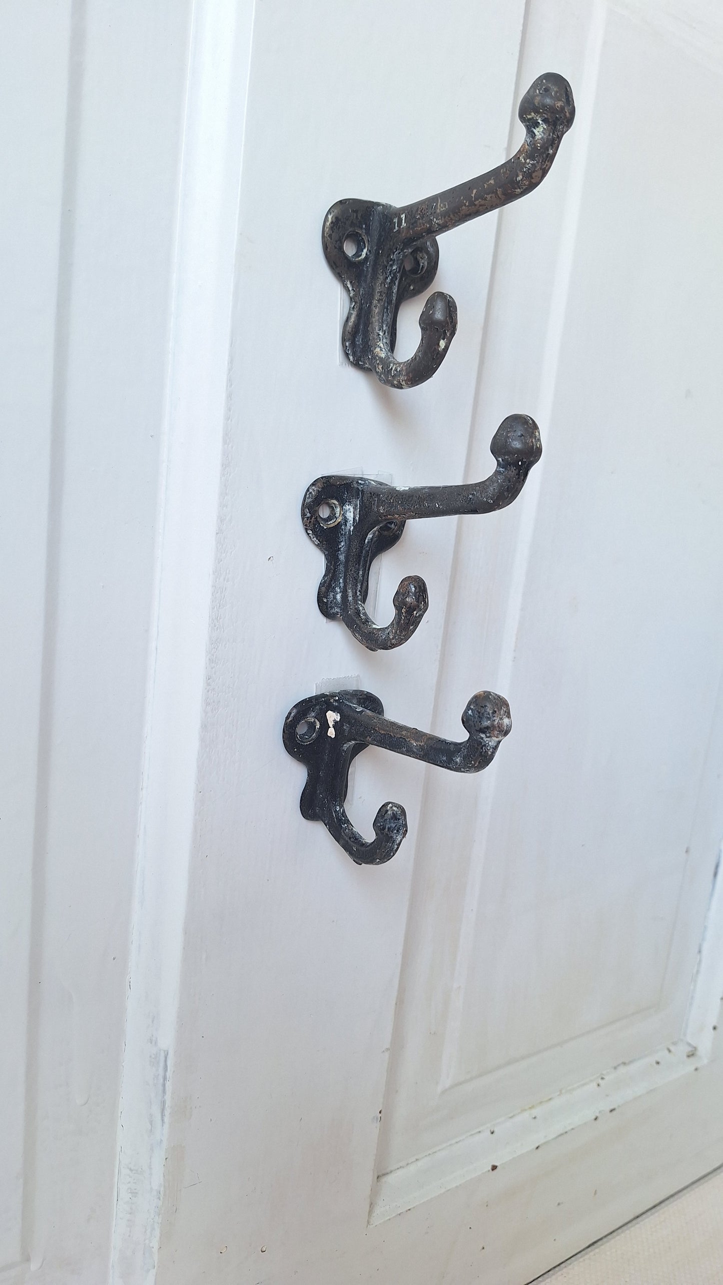 Three Large Iron Acorns Wall Hooks, Antique Coat or Hat Hooks, Large Sized Cast Iron Hooks, Architecture Salvage