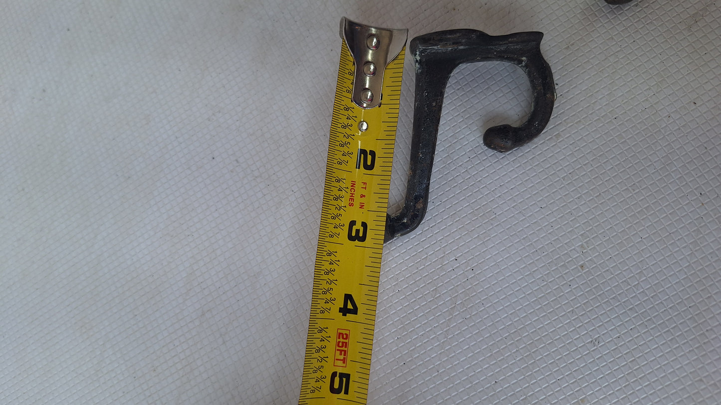 Three Large Iron Acorns Wall Hooks, Antique Coat or Hat Hooks, Large Sized Cast Iron Hooks, Architecture Salvage