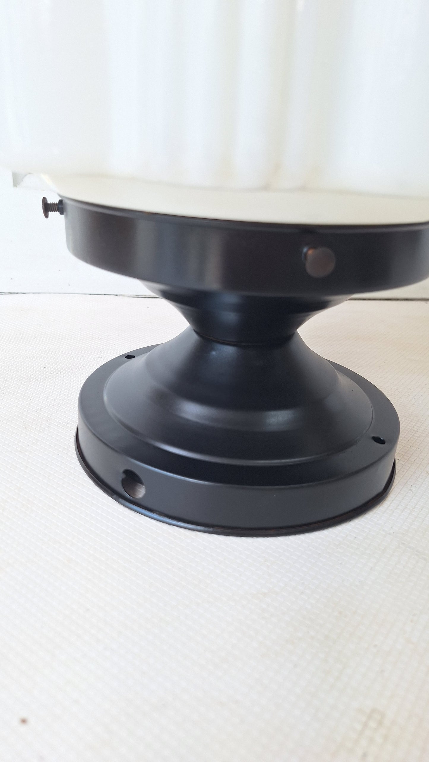 Two Piece Vintage Faceted Clear and White Glass Flush Mount, Schoolhouse or Skyscraper Light, Salvaged Antique Art Deco Light Salvage 072704