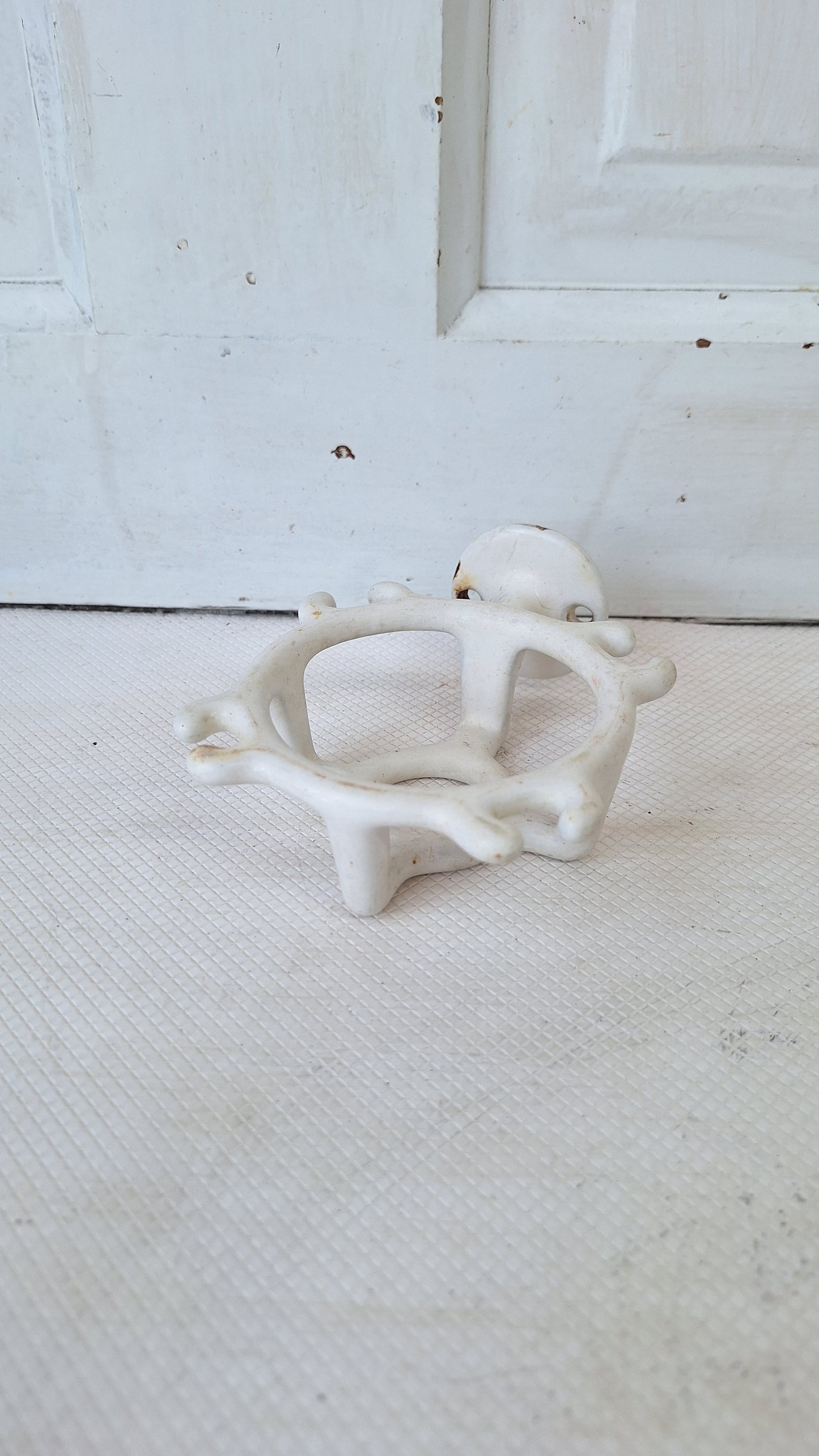 Vintage Toothbrush Holder, Toothbrush Rack, White Porcelain or Ceramic Bathroom Accessory, Antique Bathroom, Salvaged Bathroom 072801