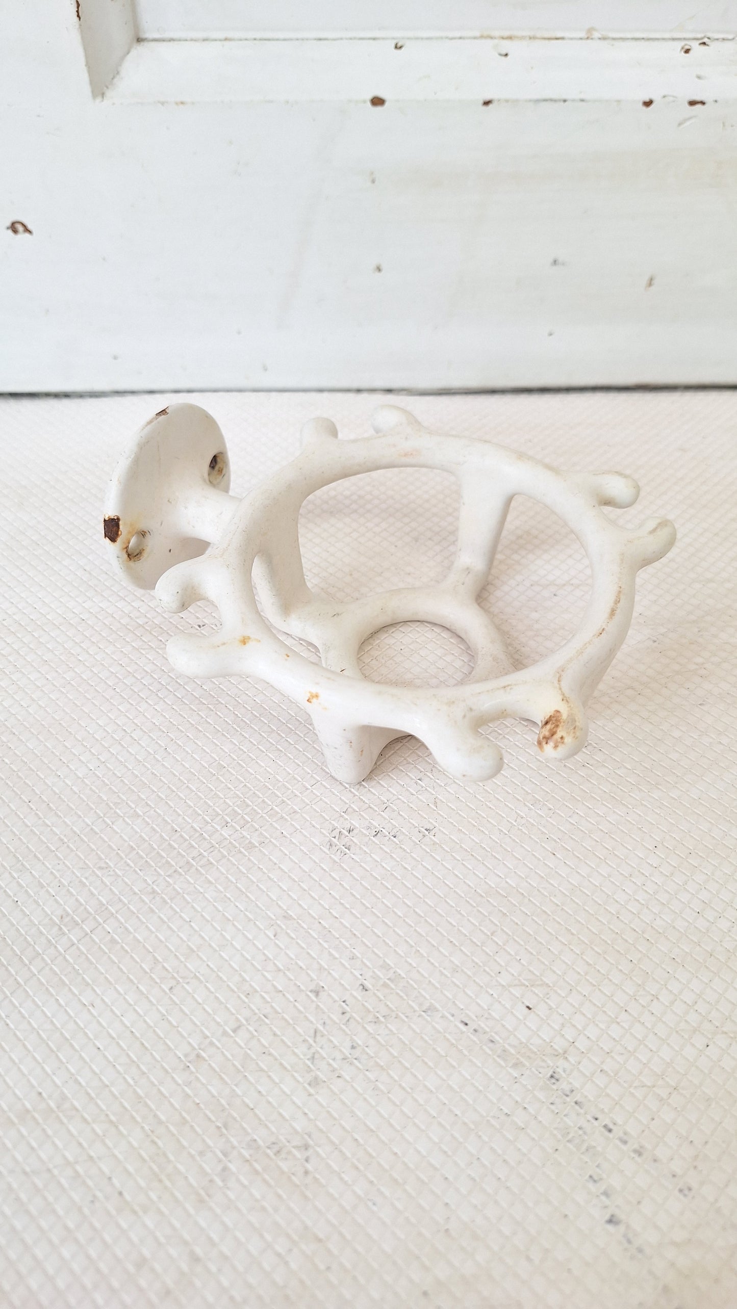 Vintage Toothbrush Holder, Toothbrush Rack, White Porcelain or Ceramic Bathroom Accessory, Antique Bathroom, Salvaged Bathroom 072801