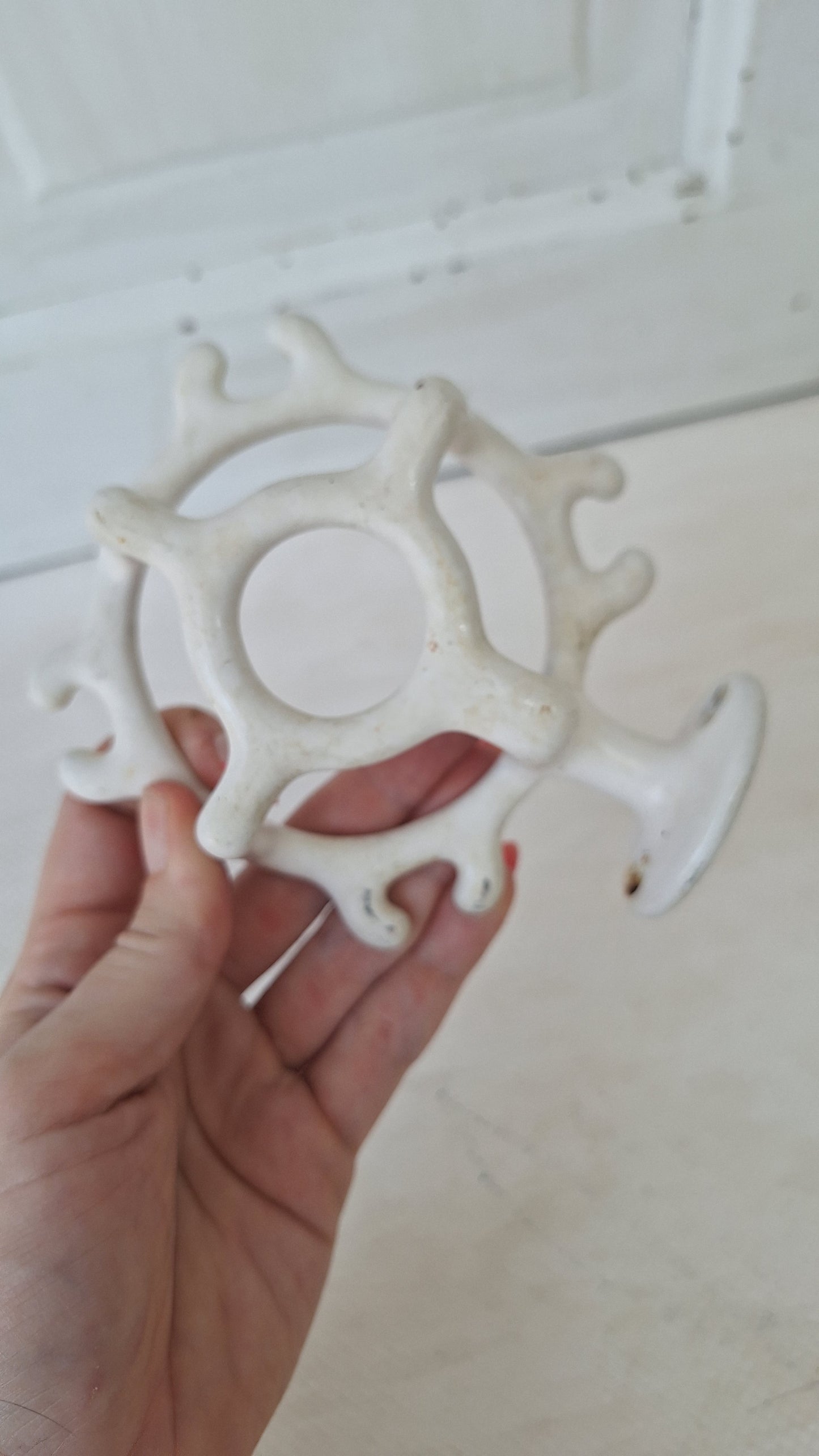 Vintage Toothbrush Holder, Toothbrush Rack, White Porcelain or Ceramic Bathroom Accessory, Antique Bathroom, Salvaged Bathroom 072801