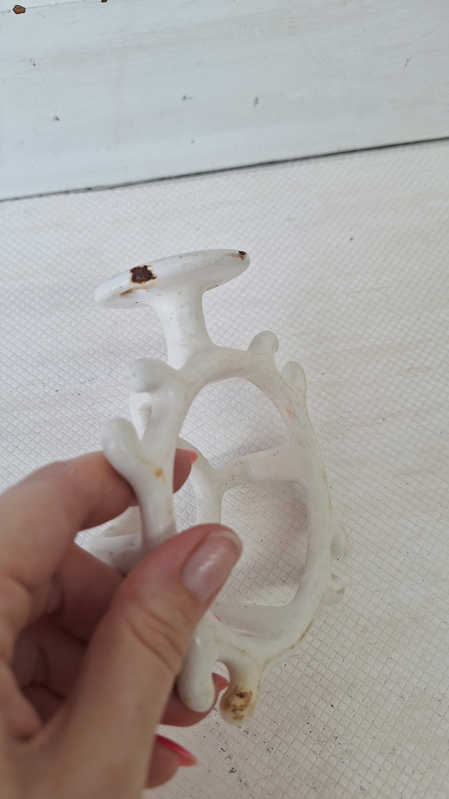 Vintage Toothbrush Holder, Toothbrush Rack, White Porcelain or Ceramic Bathroom Accessory, Antique Bathroom, Salvaged Bathroom 072801