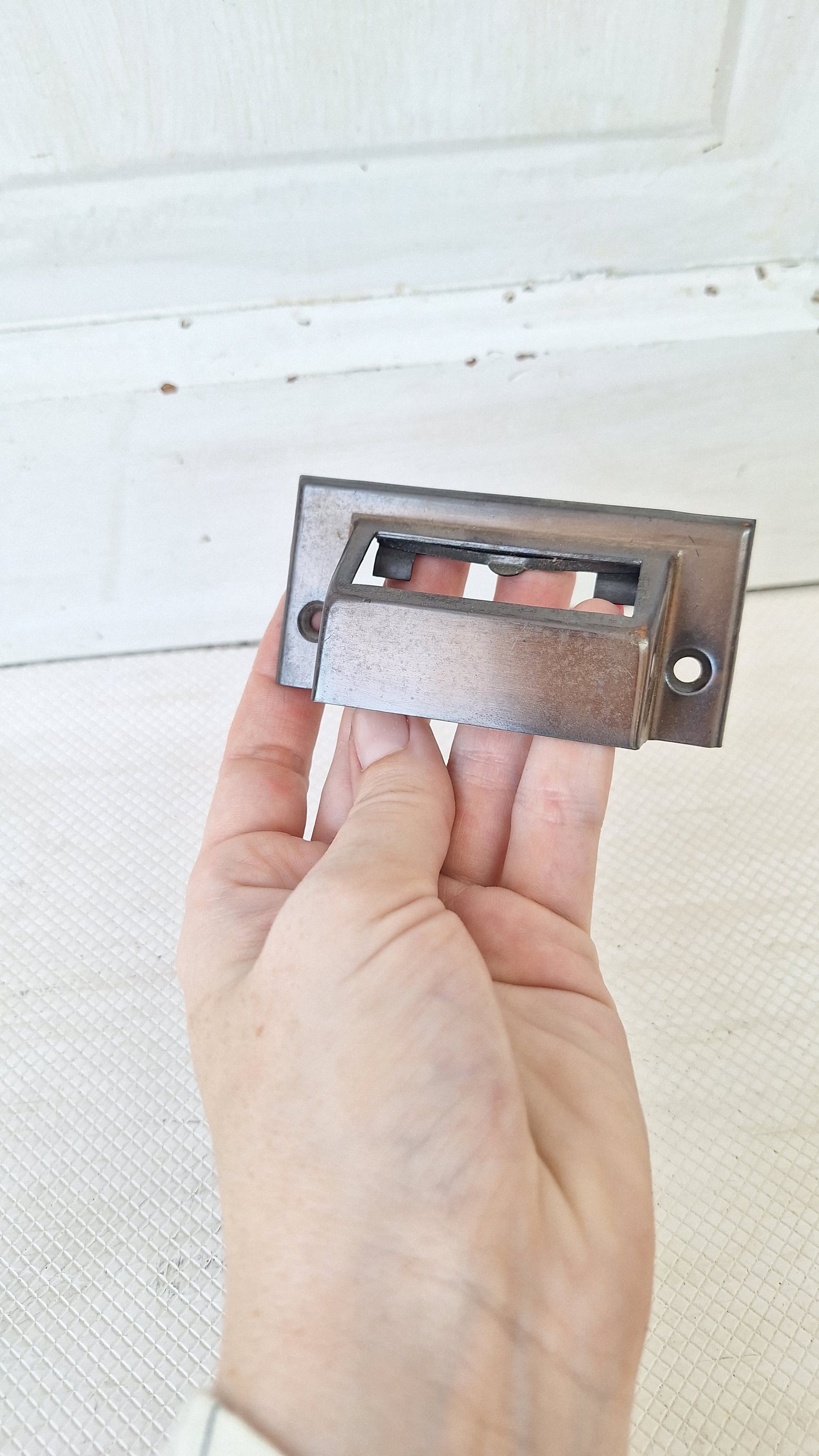 Brass Antique Label Holder Drawer Pull, Small Metal Card Holder, Drawer Handle Vintage File Cabinet Hardware Apothecary Drawer 072802