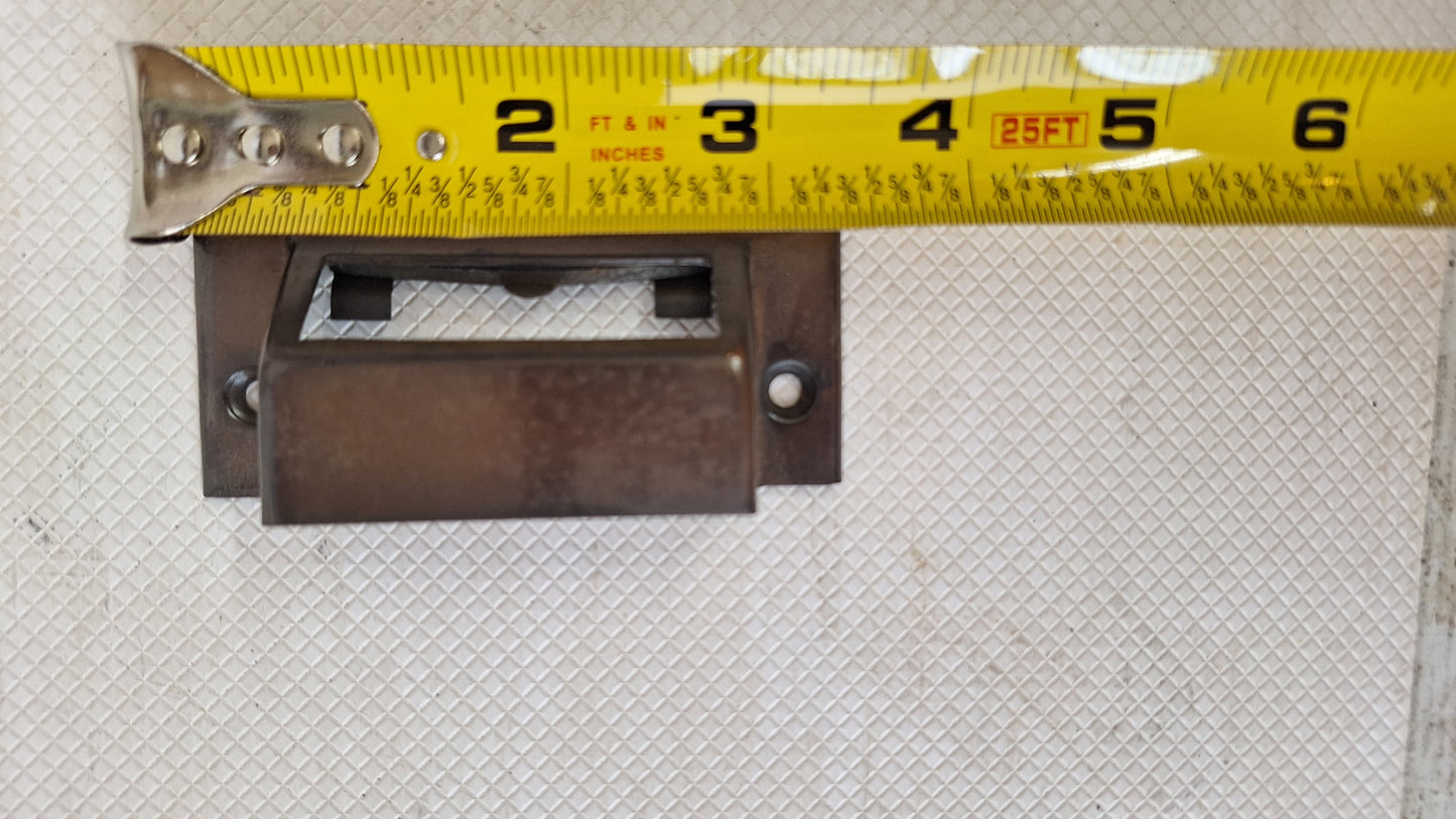 Brass Antique Label Holder Drawer Pull, Small Metal Card Holder, Drawer Handle Vintage File Cabinet Hardware Apothecary Drawer 072802