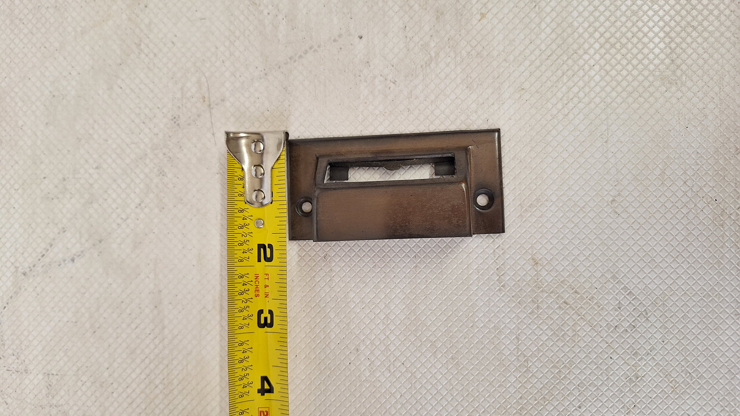 Brass Antique Label Holder Drawer Pull, Small Metal Card Holder, Drawer Handle Vintage File Cabinet Hardware Apothecary Drawer 072802