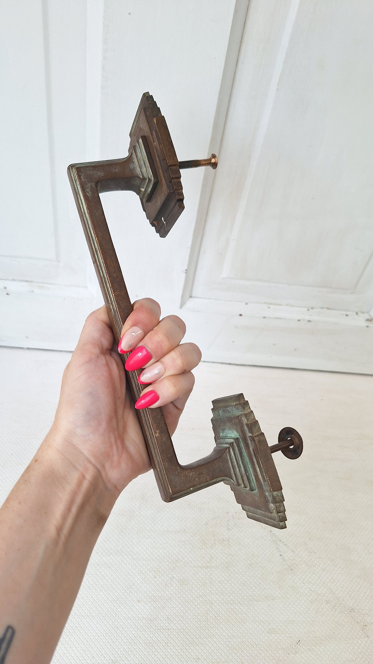 Ornate Art Deco Style Bronze Door Pull, Large Door Handle, Antique Gate Latch, Fancy Bronze, Antique Bronze Pull Handle 072901