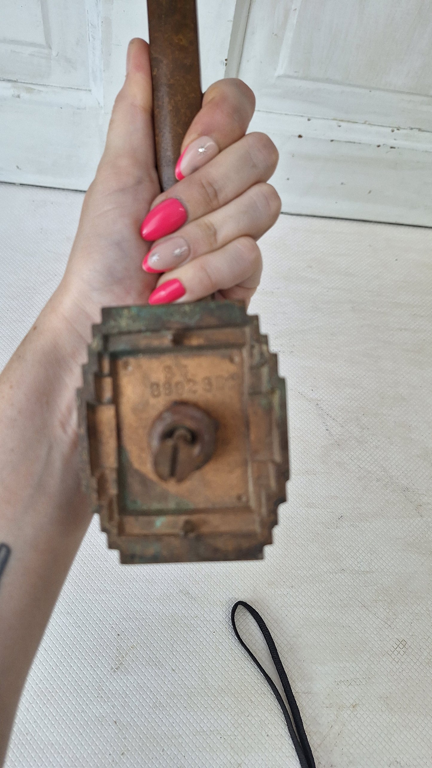 Ornate Art Deco Style Bronze Door Pull, Large Door Handle, Antique Gate Latch, Fancy Bronze, Antique Bronze Pull Handle 072901
