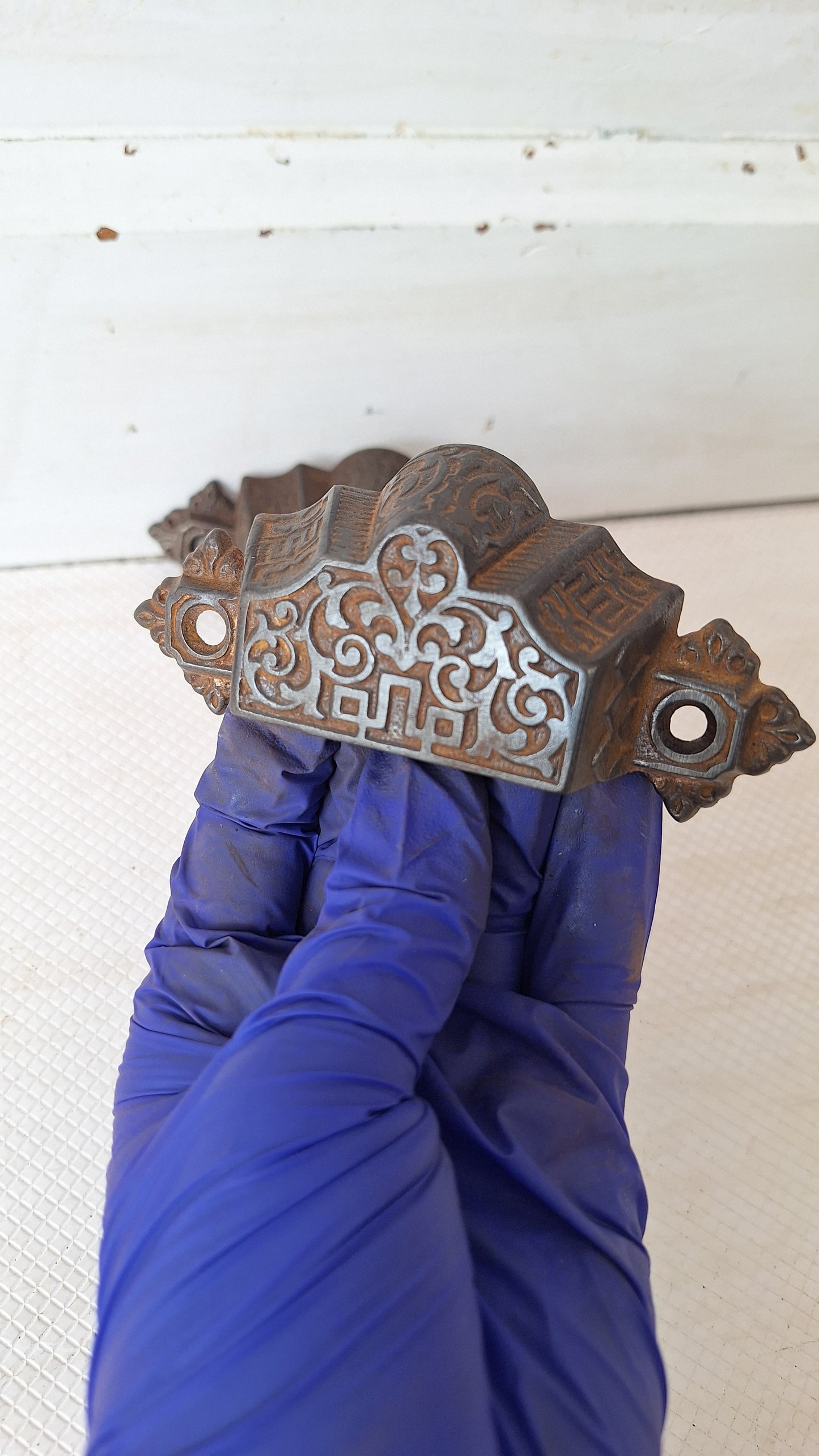 Two Eastlake Bin Pulls, Antique Cast Iron Ornate Bin Pull Antique Drawer Pull Small Vintage Pull Eastlake Handle Small Flower Pull 072907