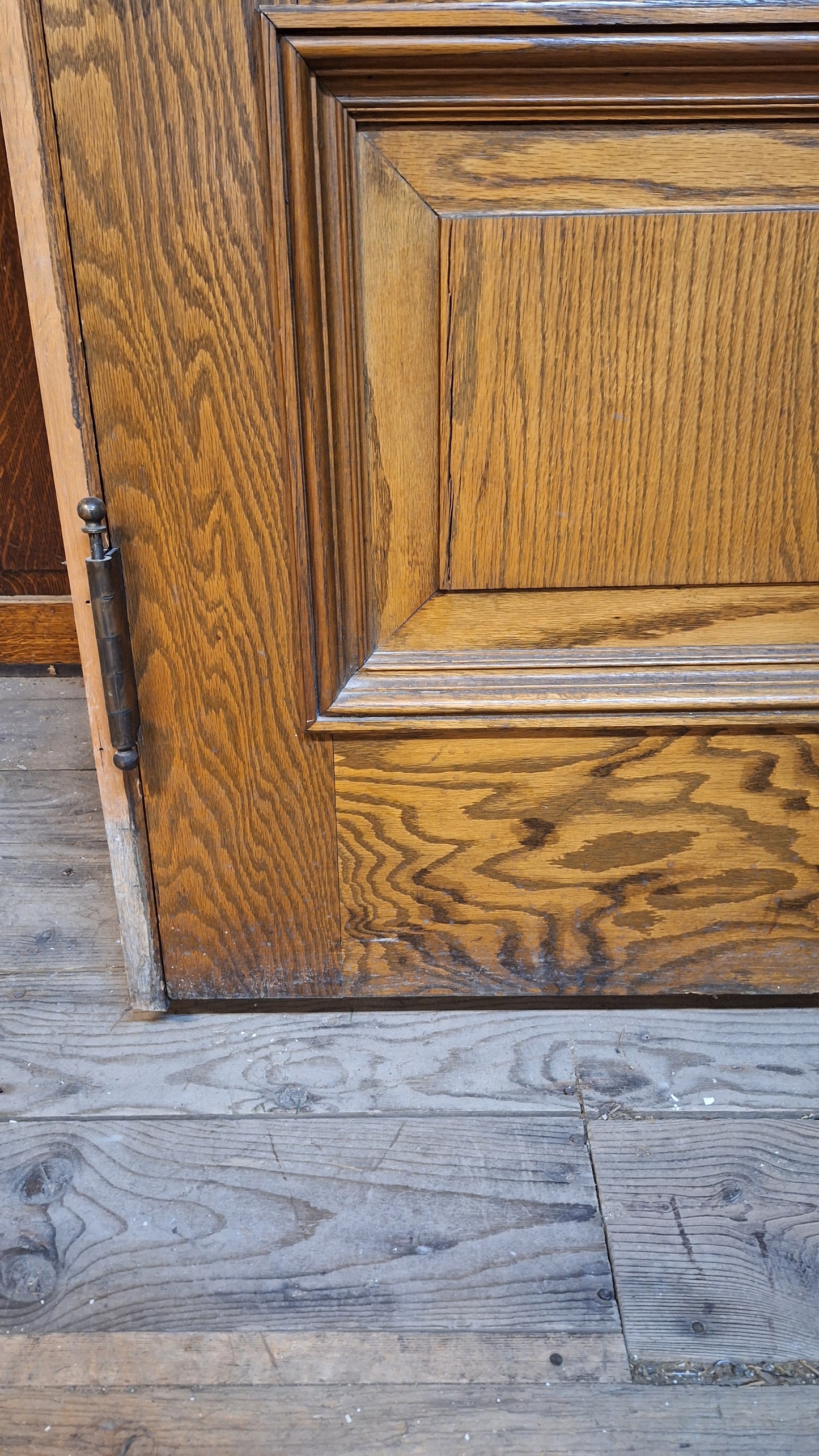 34" Oak Raised Panel Antique Door in Jamb, Interior Antique Passage Door in Frame, Salvaged Wood Door Architecture Salvage 080701
