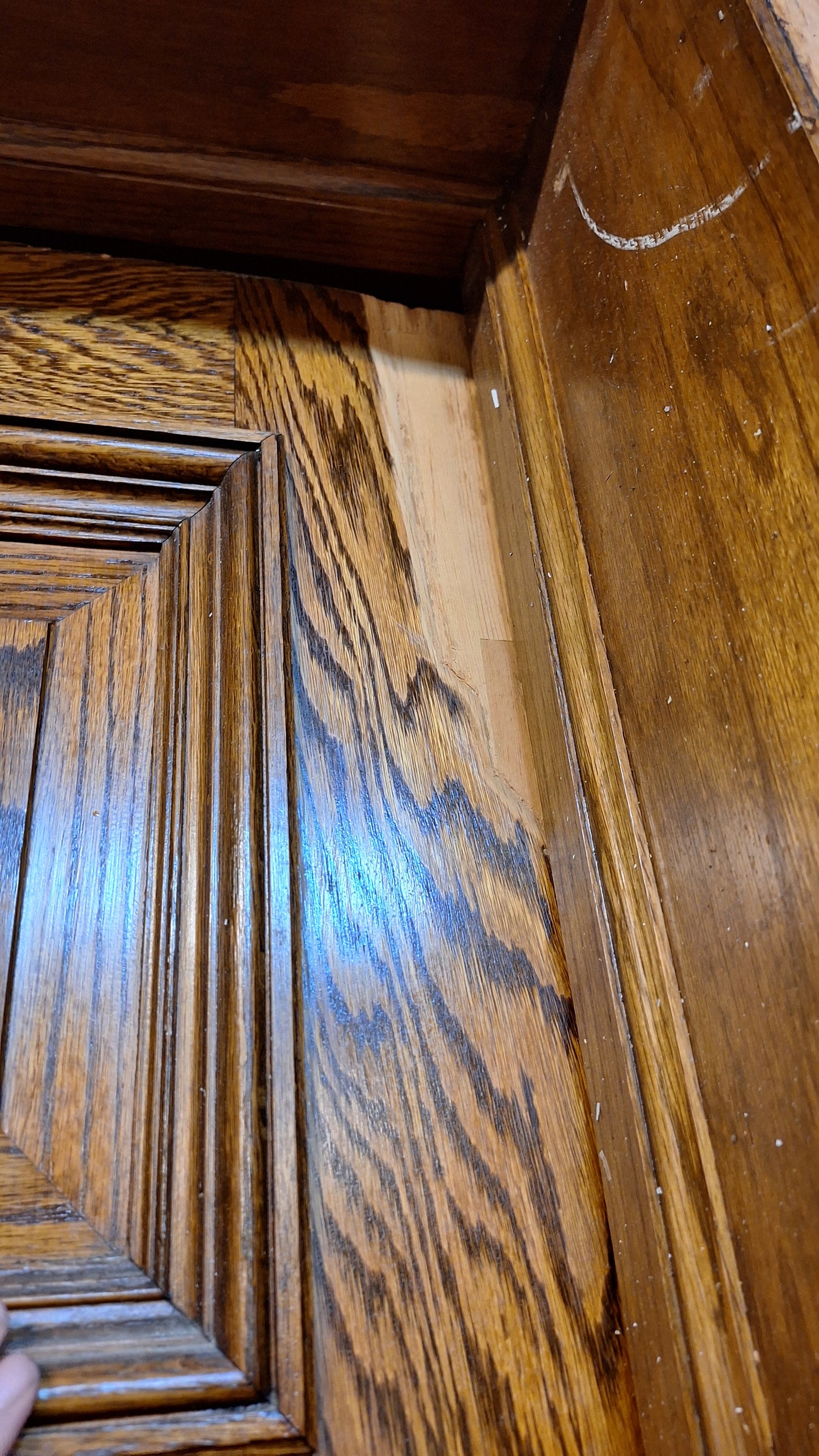 Lavatory 30" Oak Raised Panel Antique Door in Jamb, Interior Antique Passage Door in Frame, Salvaged Wood Door Architecture Salvage 080702