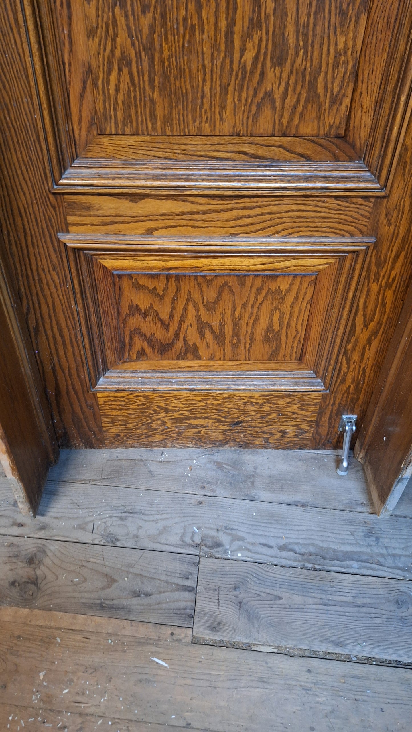 Lavatory 30" Oak Raised Panel Antique Door in Jamb, Interior Antique Passage Door in Frame, Salvaged Wood Door Architecture Salvage 080702