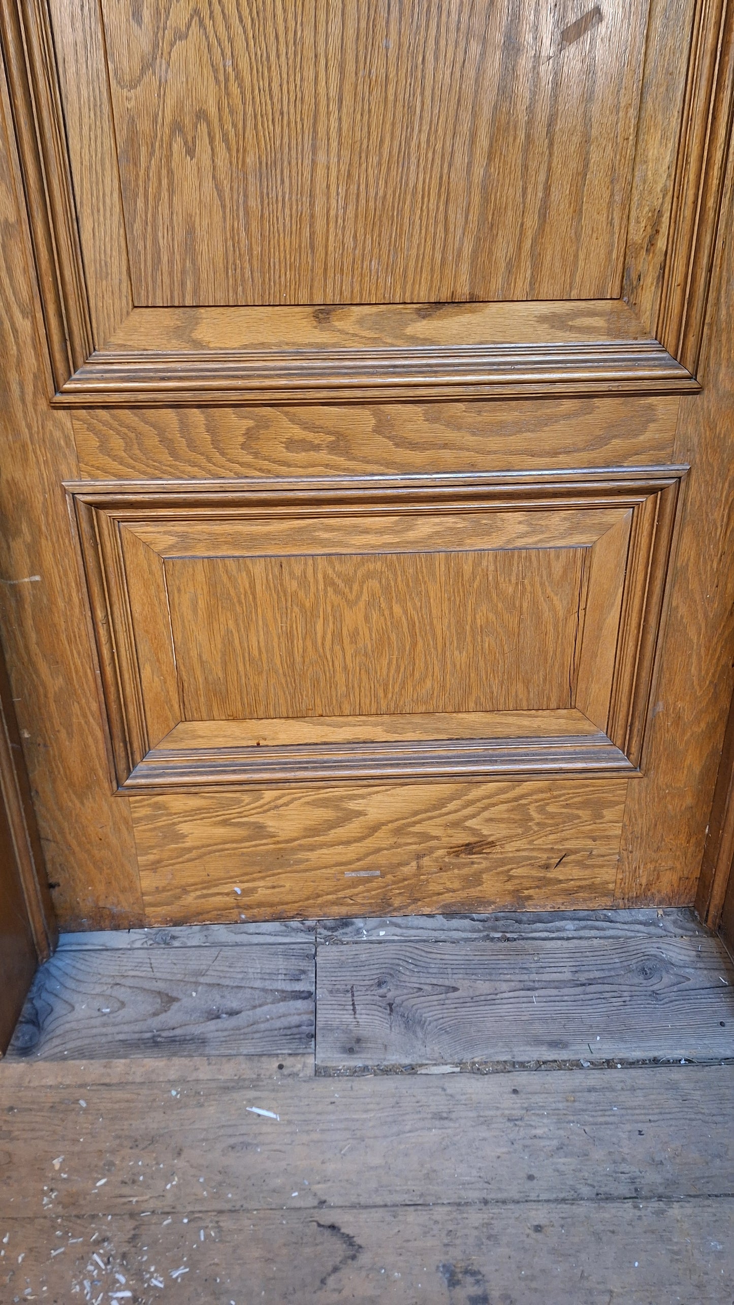 34" Oak Raised Panel Antique Door in Jamb, Interior Antique Passage Door in Frame, Salvaged Wood Door Architecture Salvage 080703