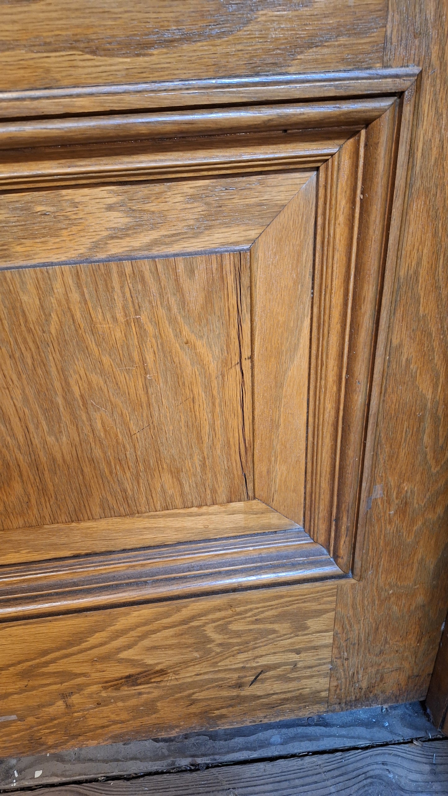 34" Oak Raised Panel Antique Door in Jamb, Interior Antique Passage Door in Frame, Salvaged Wood Door Architecture Salvage 080703