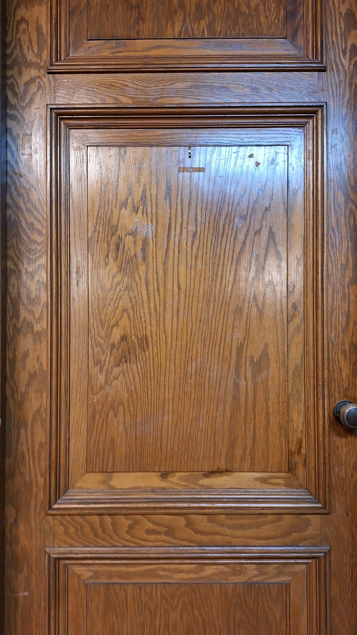 34" Oak Raised Panel Antique Door in Jamb, Interior Antique Passage Door in Frame, Salvaged Wood Door Architecture Salvage 080703