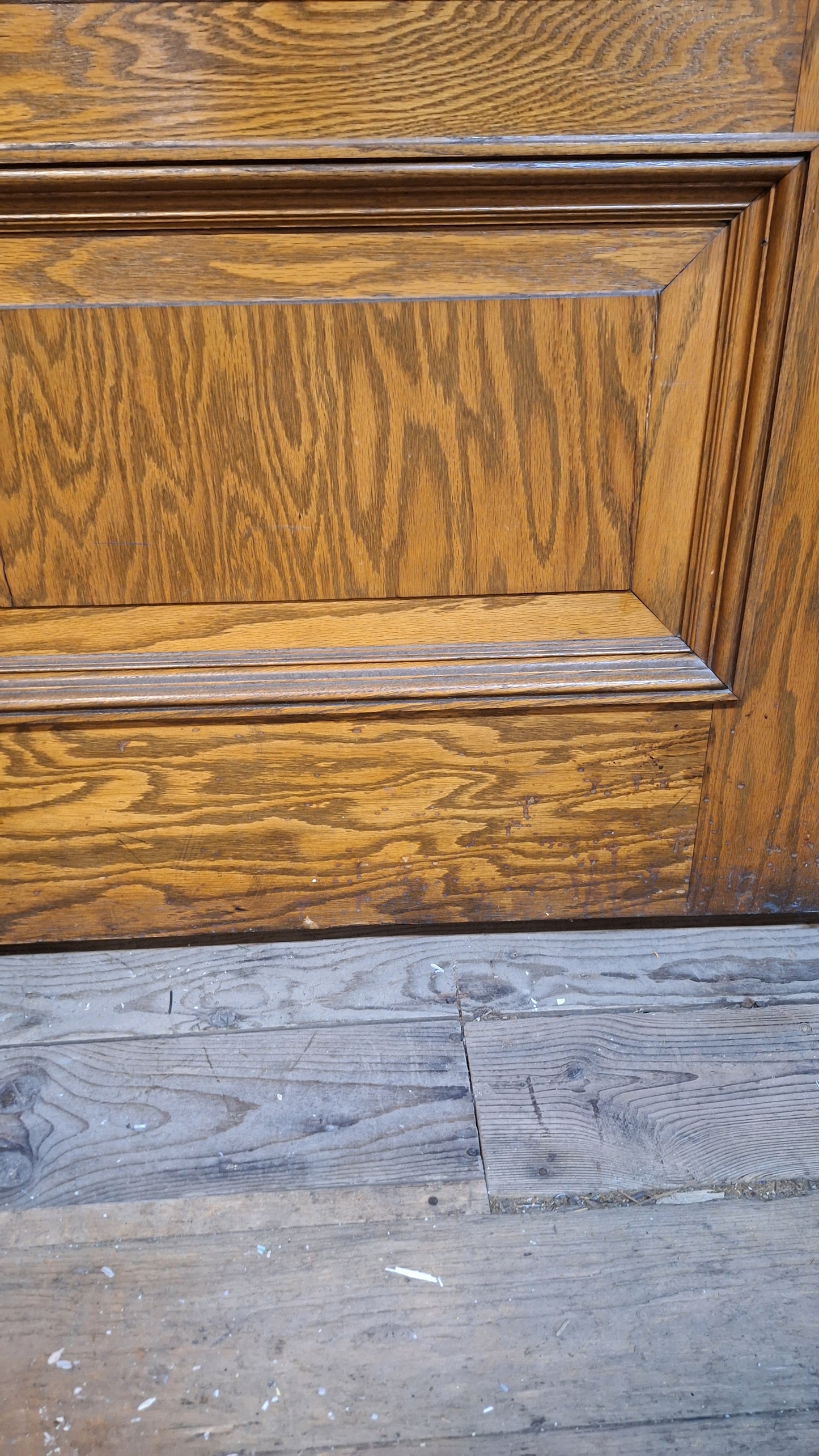 34" Oak Raised Panel Antique Door in Jamb, Interior Antique Passage Door in Frame, Salvaged Wood Door Architecture Salvage 080703