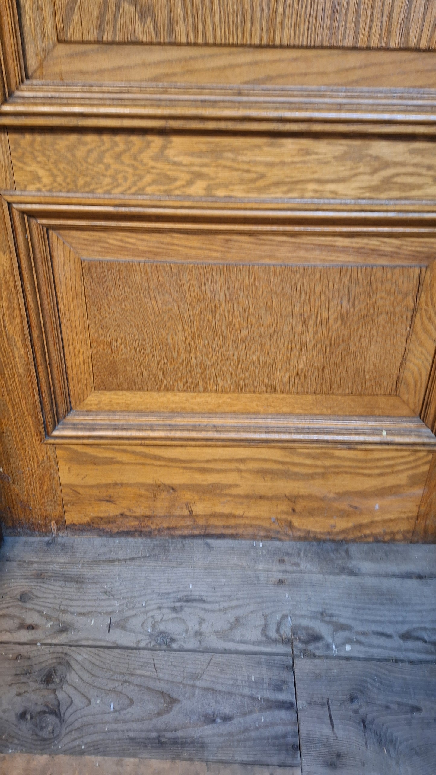 34" Oak Raised Panel Antique Door in Jamb, Interior Antique Passage Door in Frame, Salvaged Wood Door Architecture Salvage 080704