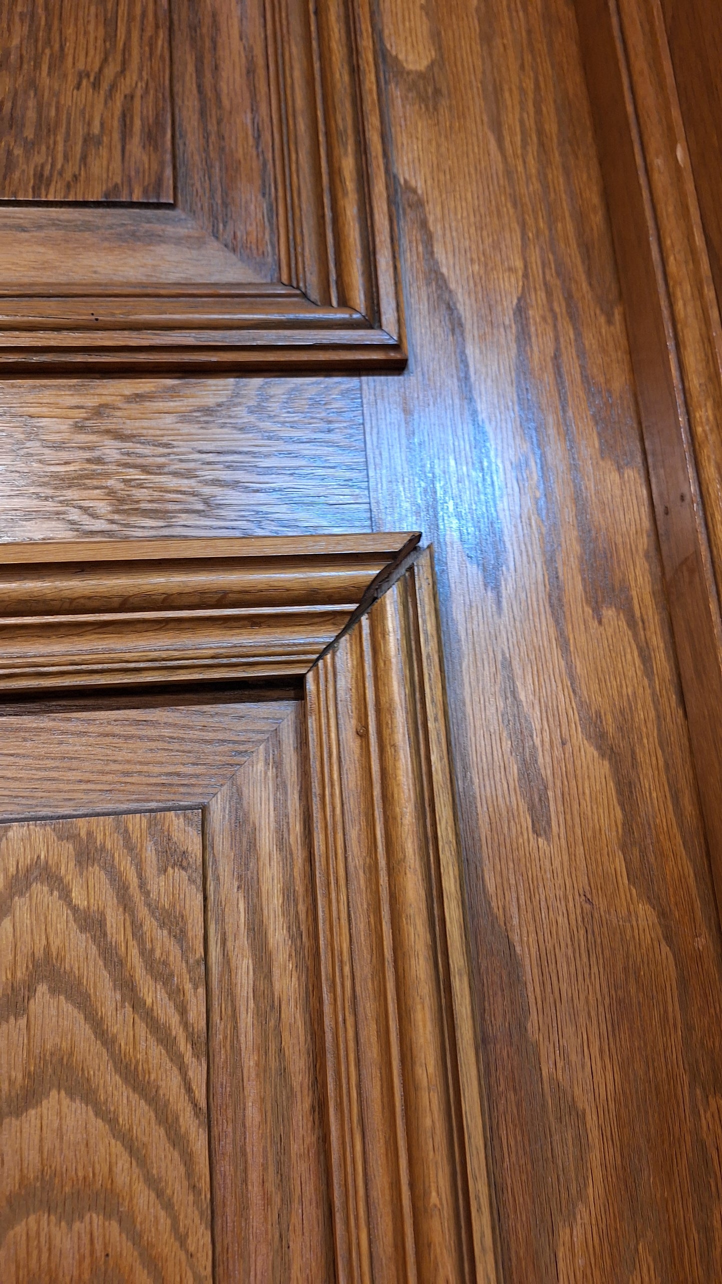34" Oak Raised Panel Antique Door in Jamb, Interior Antique Passage Door in Frame, Salvaged Wood Door Architecture Salvage 080704