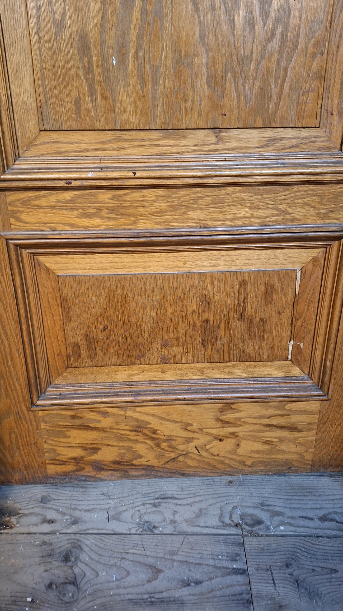 34" Oak Raised Panel Antique Door in Jamb, Interior Antique Passage Door in Frame, Salvaged Wood Door Architecture Salvage 080705