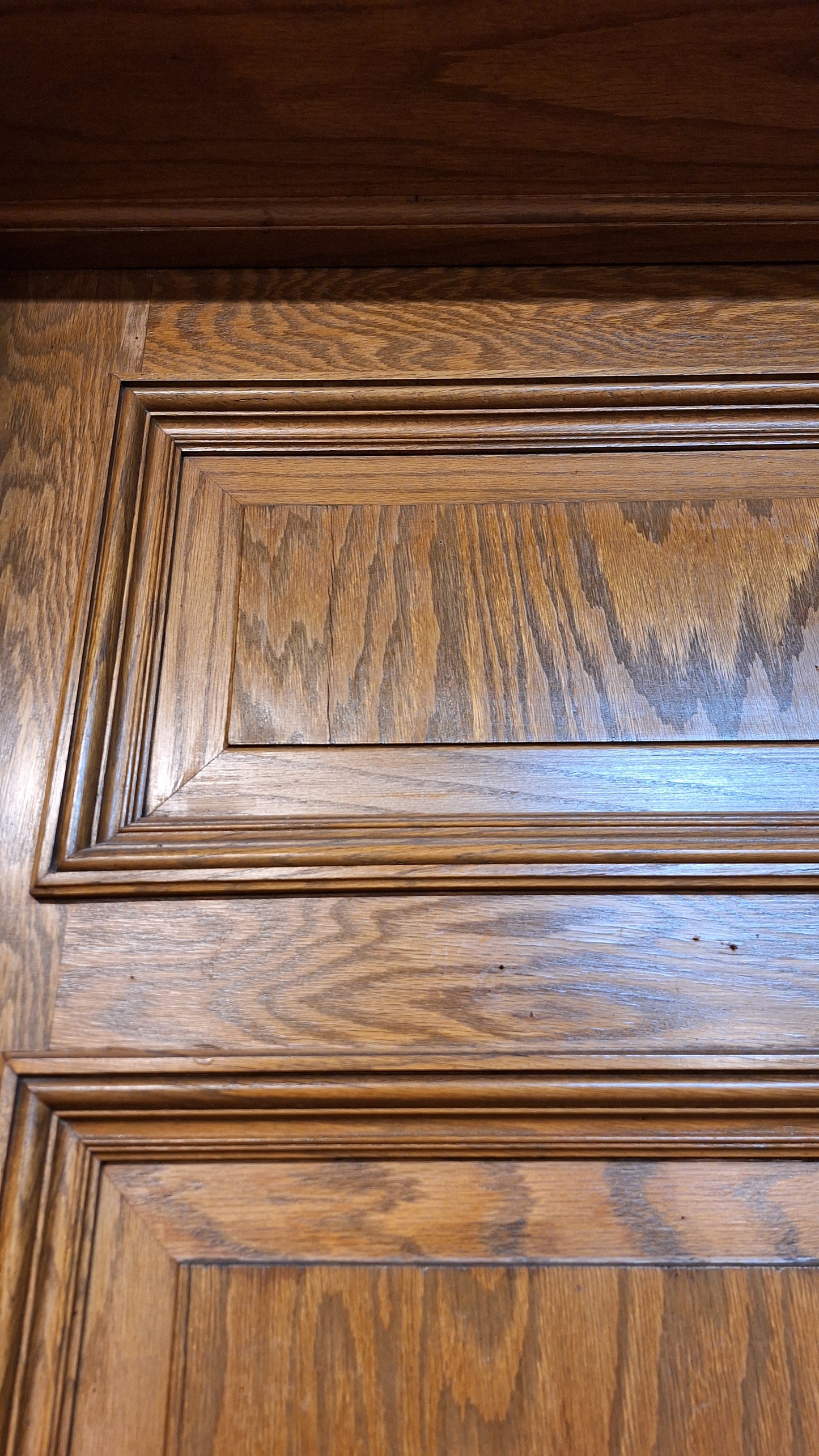 34" Oak Raised Panel Antique Door in Jamb, Interior Antique Passage Door in Frame, Salvaged Wood Door Architecture Salvage 080705