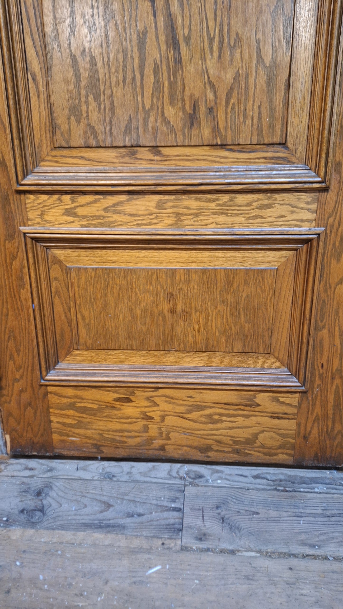 34" Oak Raised Panel Antique Door in Jamb, Interior Antique Passage Door in Frame, Salvaged Wood Door Architecture Salvage 080705