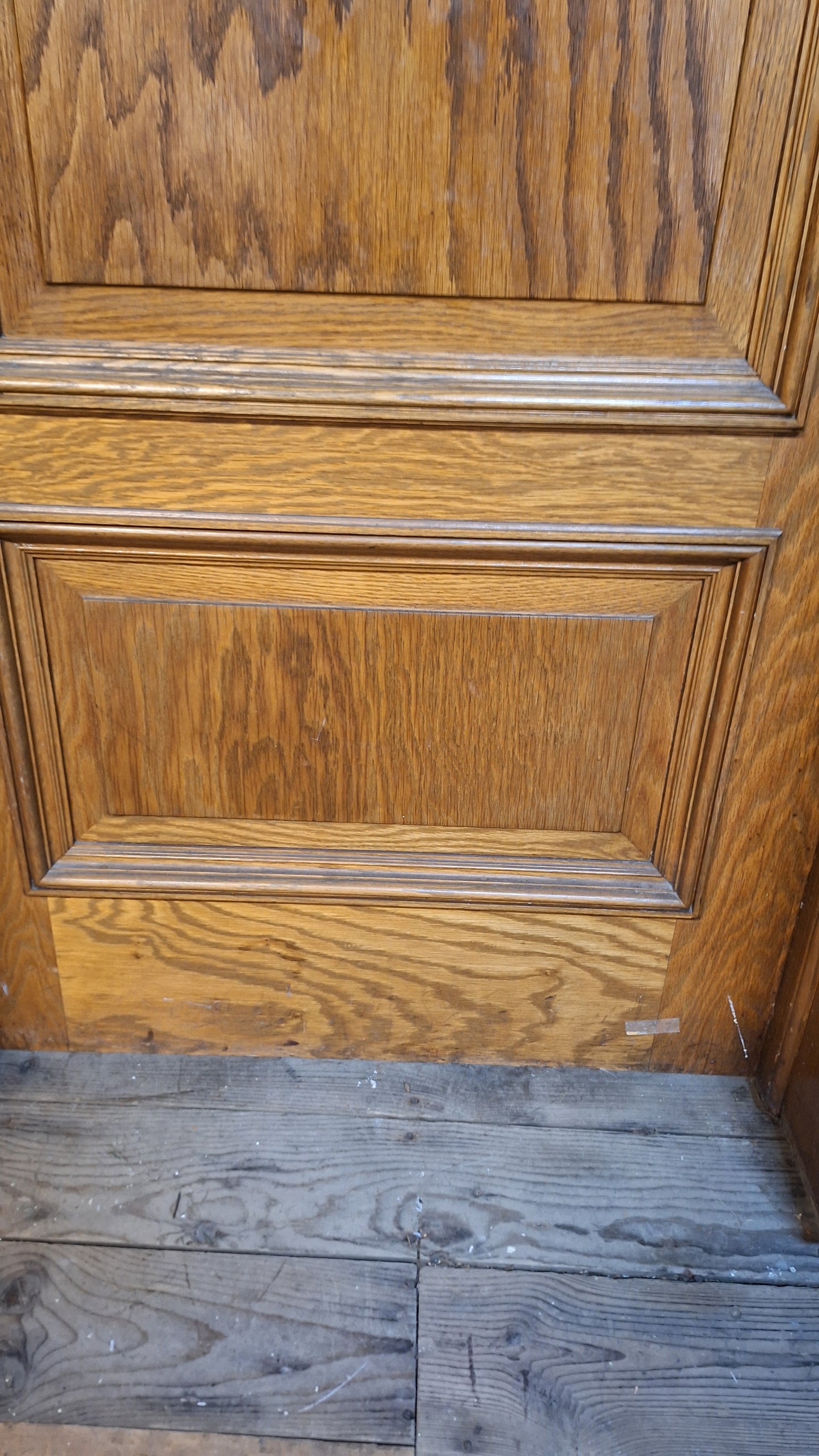 34" Oak Raised Panel Antique Door in Jamb, Interior Antique Passage Door in Frame, Salvaged Wood Door Architecture Salvage 080706