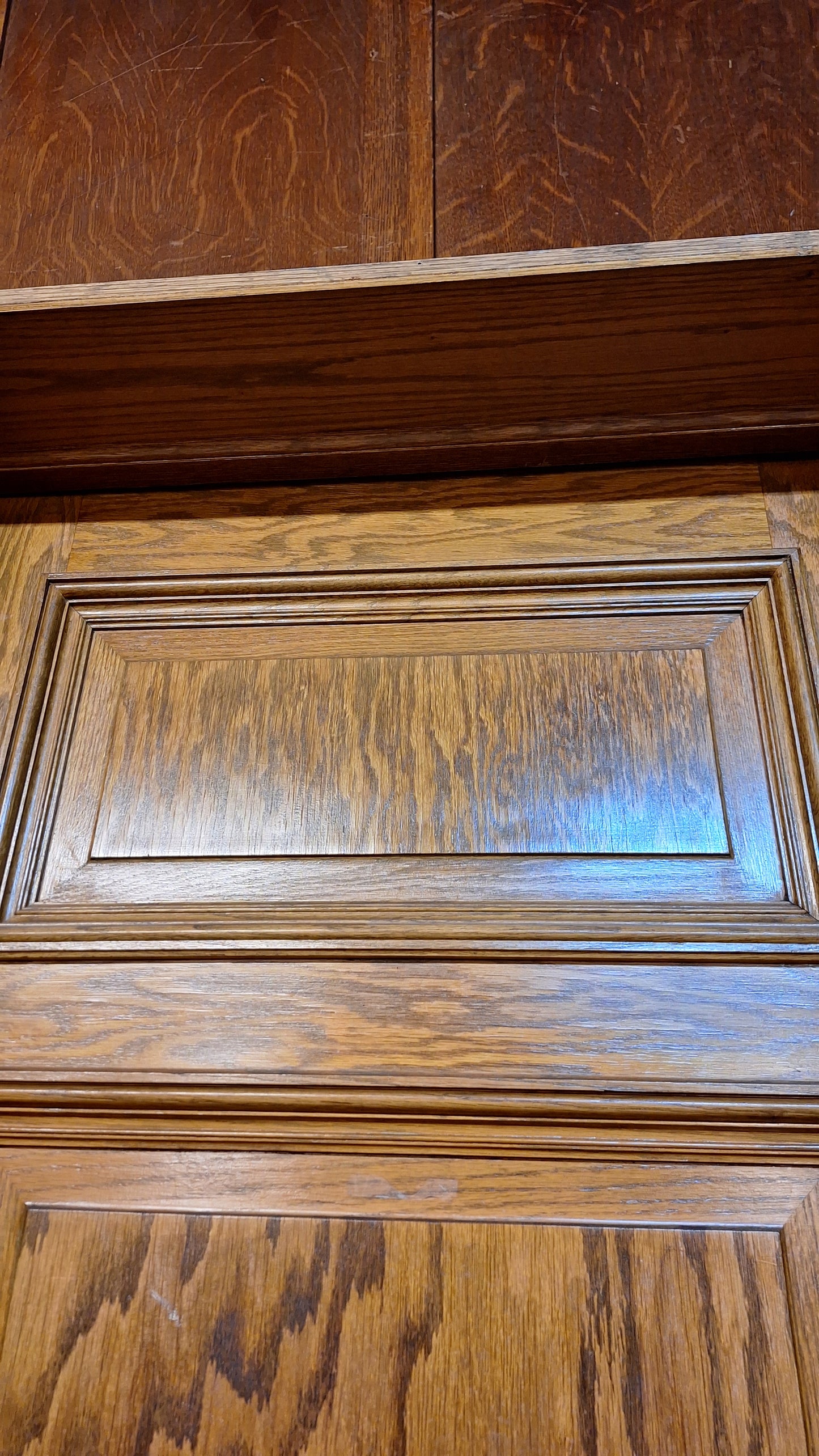 34" Oak Raised Panel Antique Door in Jamb, Interior Antique Passage Door in Frame, Salvaged Wood Door Architecture Salvage 080706