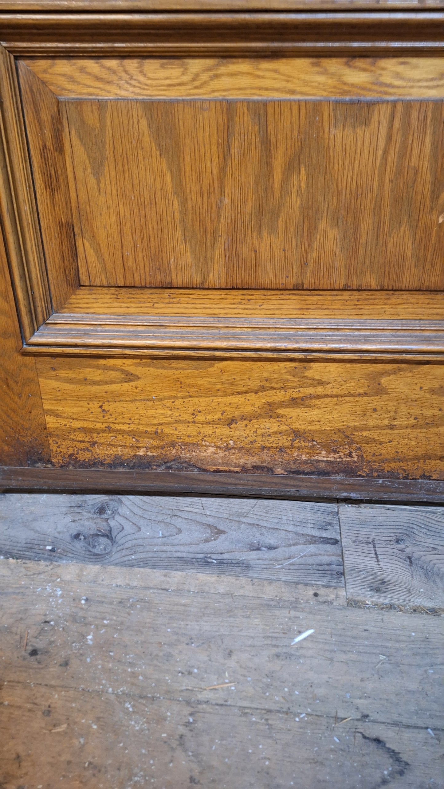 34" Oak Raised Panel Antique Door in Jamb, Interior Antique Passage Door in Frame, Salvaged Wood Door Architecture Salvage 080707