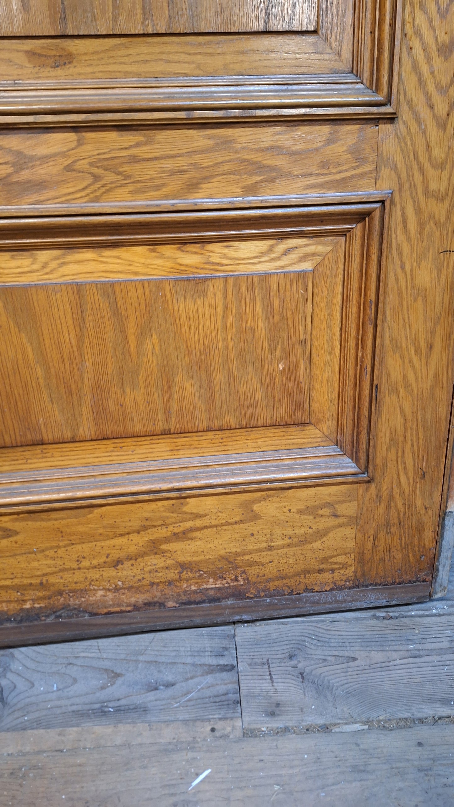 34" Oak Raised Panel Antique Door in Jamb, Interior Antique Passage Door in Frame, Salvaged Wood Door Architecture Salvage 080707