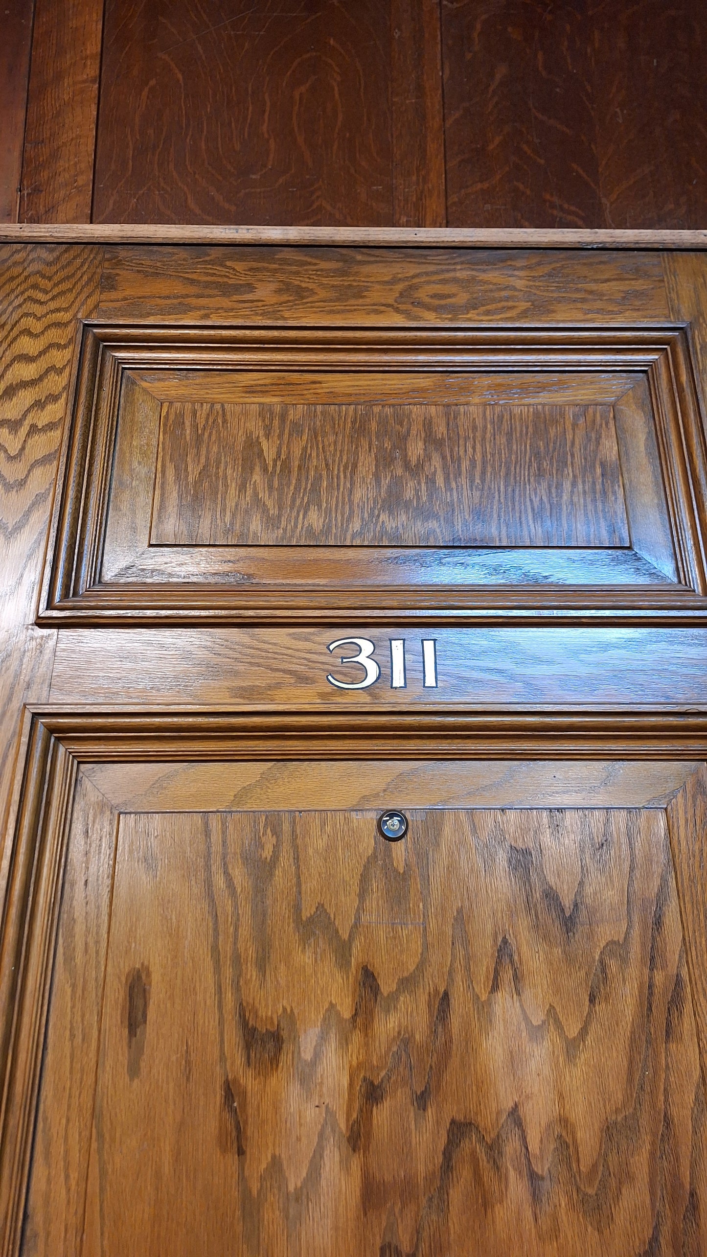 34" Oak Raised Panel Antique Door in Jamb, Interior Antique Passage Door in Frame, Salvaged Wood Door Architecture Salvage 080707