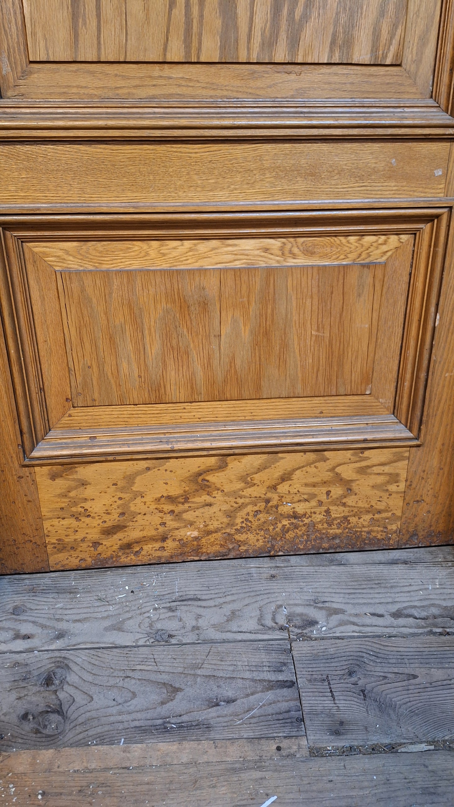 34" Oak Raised Panel Antique Door in Jamb, Interior Antique Passage Door in Frame, Salvaged Wood Door Architecture Salvage 080707