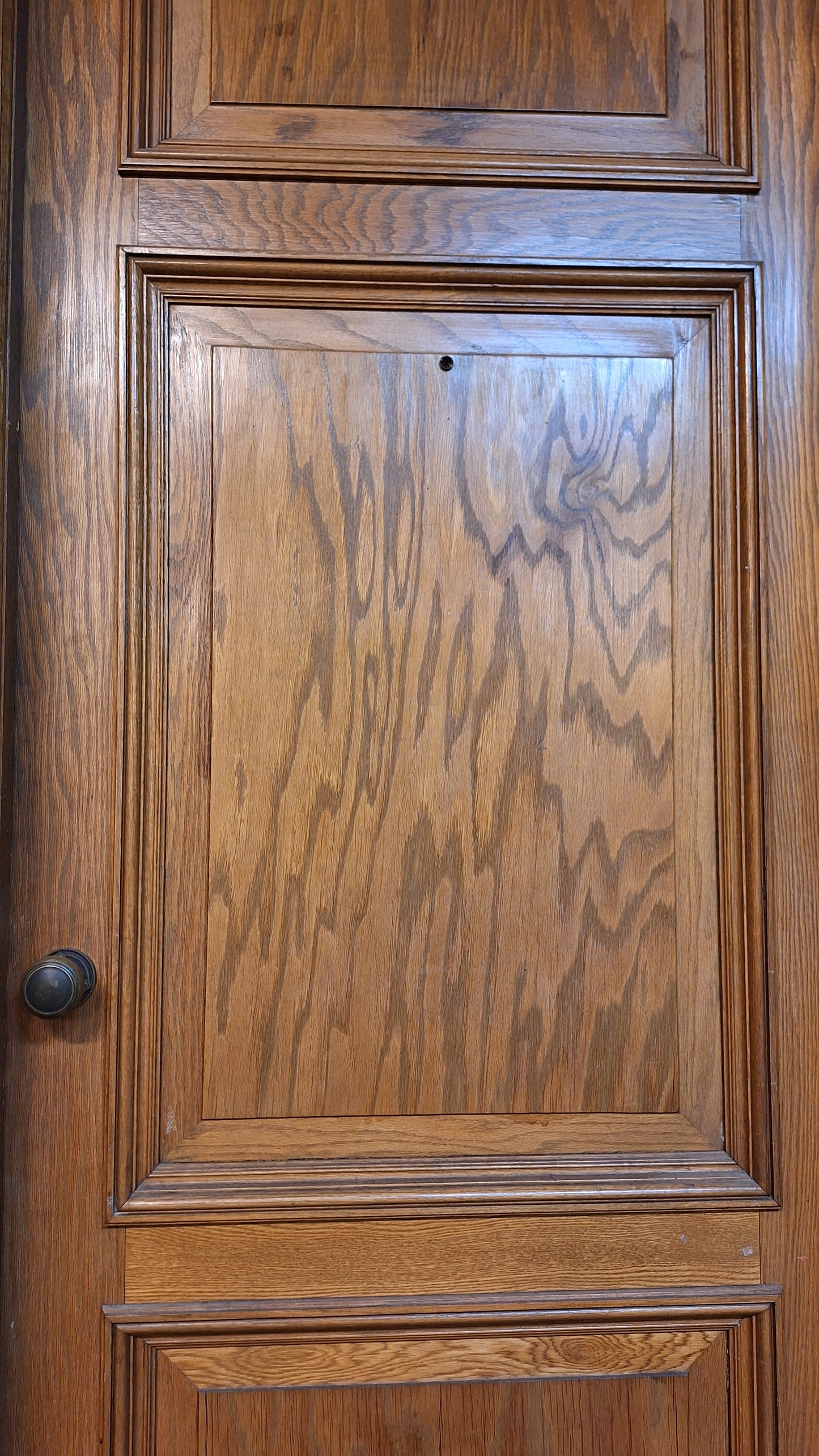 34" Oak Raised Panel Antique Door in Jamb, Interior Antique Passage Door in Frame, Salvaged Wood Door Architecture Salvage 080707
