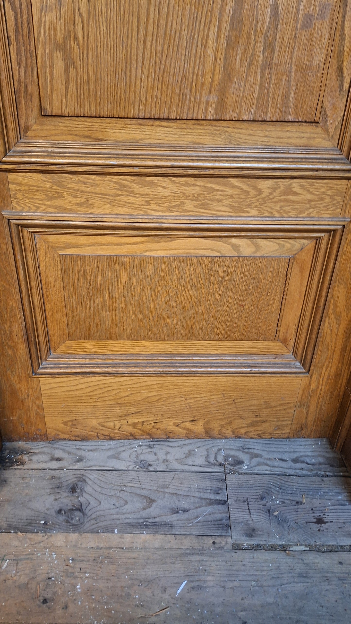 34" Oak Raised Panel Antique Door in Jamb, Interior Antique Passage Door in Frame, Salvaged Wood Door Architecture Salvage 080708