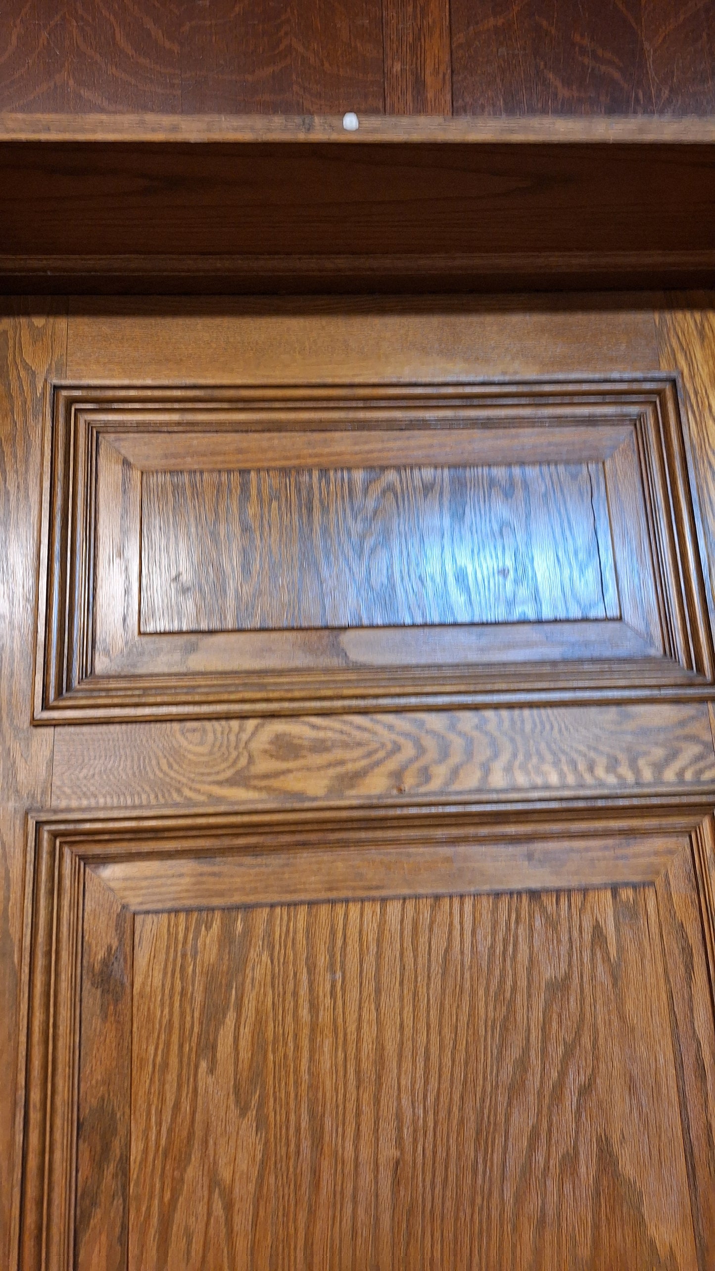 34" Oak Raised Panel Antique Door in Jamb, Interior Antique Passage Door in Frame, Salvaged Wood Door Architecture Salvage 080708